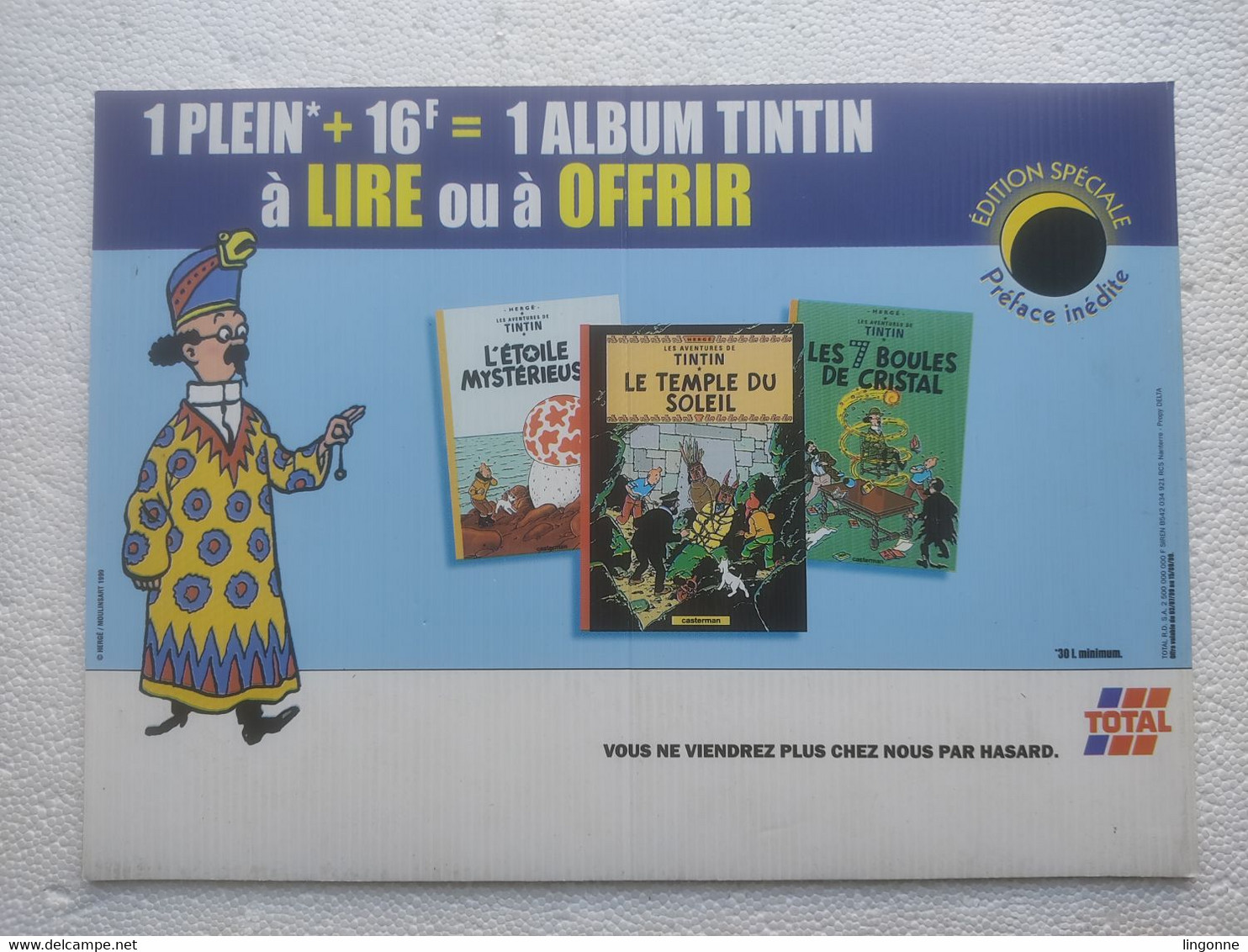 1999 TINTIN PANNEAU PUBLICITAIRE Plastique TOTAL Publicité Sur Point De Vente TOURNESOL  Hergé Moulinsart 1999 - Posters