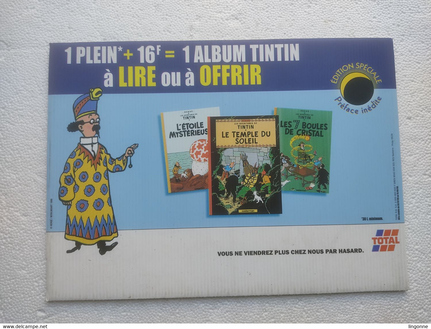 1999 TINTIN PANNEAU PUBLICITAIRE Plastique TOTAL Publicité Sur Point De Vente TOURNESOL  Hergé Moulinsart 1999 - Plakate & Offsets