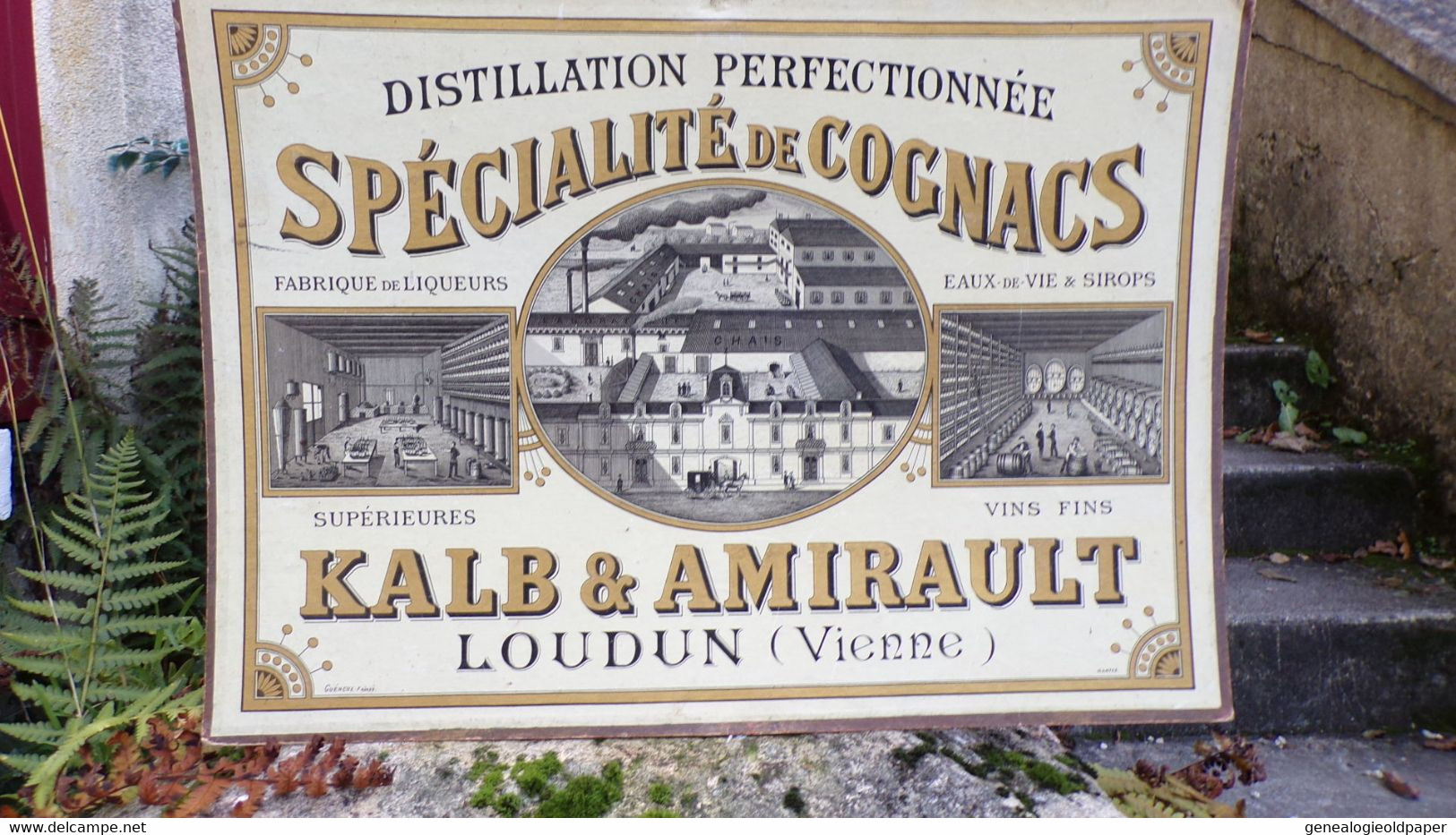 86-LOUDUN- RARE PLAQUE CARTON PUBLICITAIRE DISTILLERIE KALB & AMIRAULT-FABRIQUE LIQUEURS EAUX DE VIE-SIROP VINS FINS - Paperboard Signs