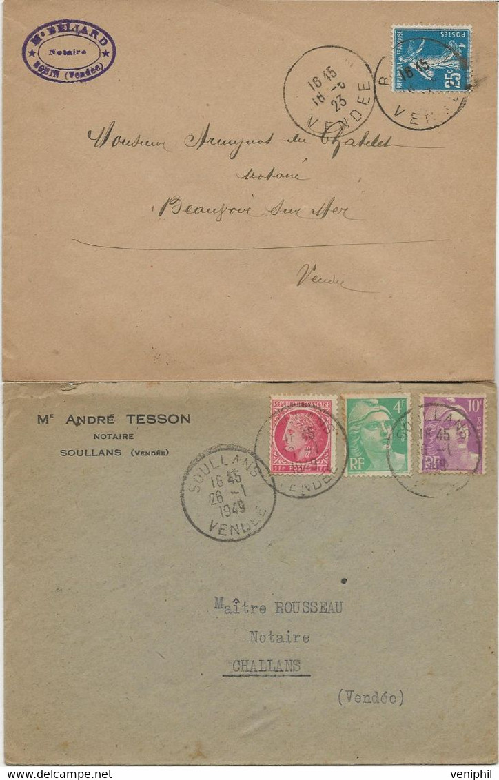 LOT DE 7 LETTRES OBLITERATIONS ET AFFRANCHISSEMENTS DIVERS DE VENDEE -ANNEE 1907 A 1951 - Handstempel