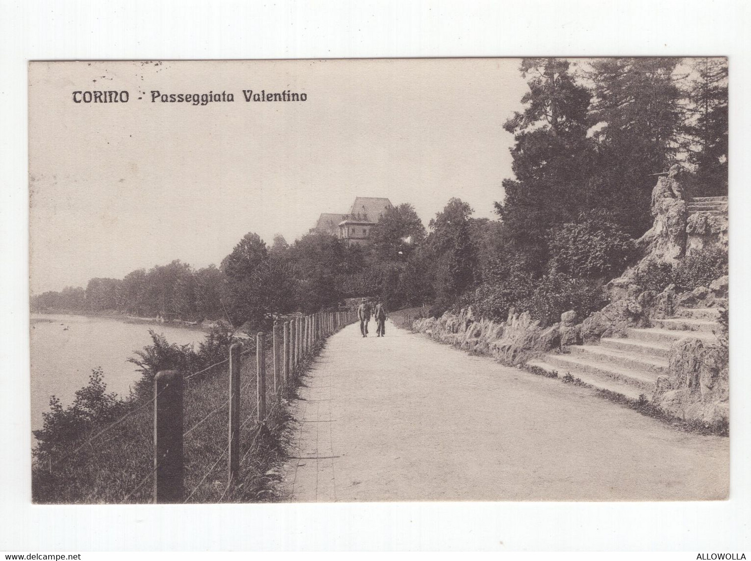 19119 " TORINO-PASSEGGIATA VALENTINO " ANIMATA-VERA FOTO-CART. POST. SPED.1924 - Parcs & Jardins