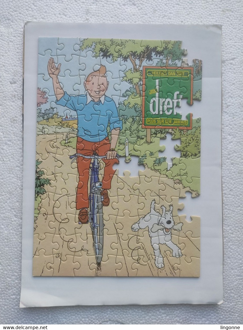 Tintin à Vélo - Puzzle Publicitaire DREFT 96 Pièces INCOMPLET Illustration (Hergé/ Bob De Moor) De Tintin - Puzzels