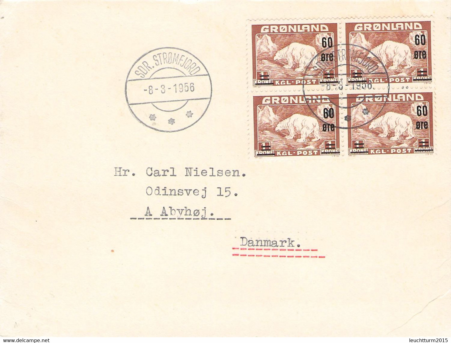 GREENLAND - LETTER 1956 SDR. STROMFJORD > ABYHOJ/DK  / ZM246 - Cartas & Documentos