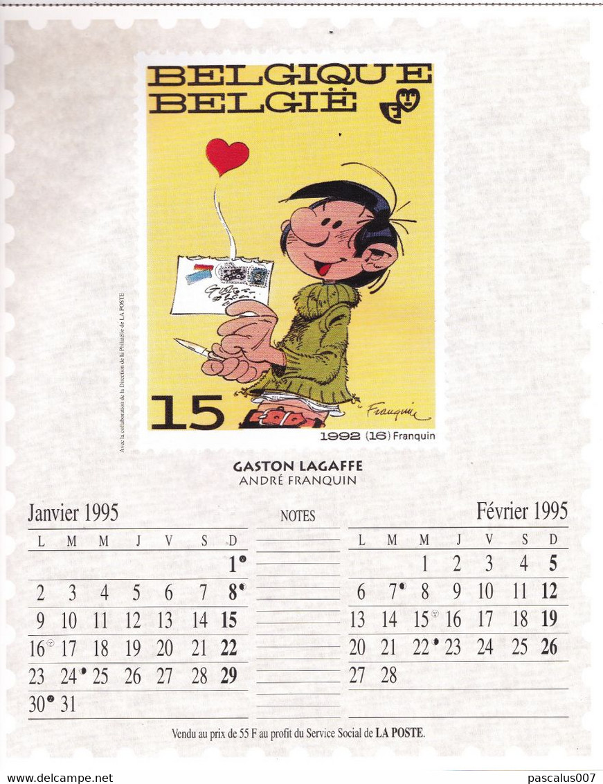 B01-409 Calendrier A4 Poste 1995 Rare Neuf Vierge Sur La BD 2339 Néron 2484 Gaston 1944 Tintin 2150 Schtroumpf 2528 2431 - Grand Format : 1991-00