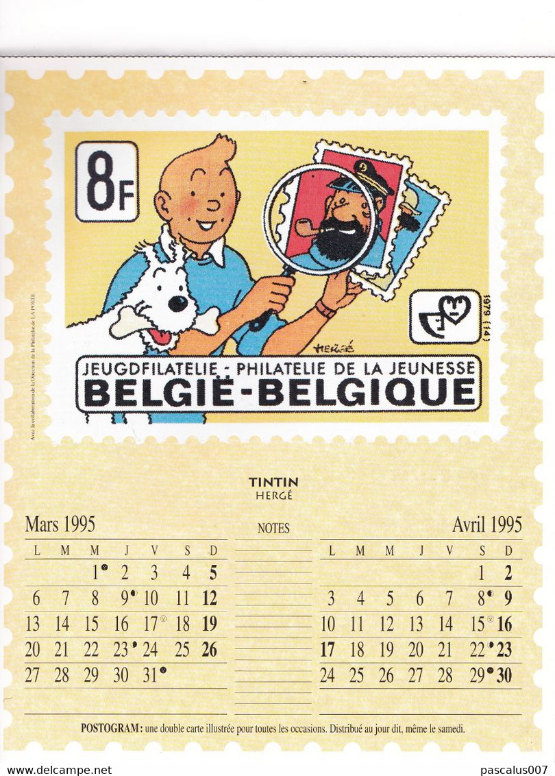 B01-409 Calendrier A4 Poste 1995 Rare Neuf Vierge Sur La BD 2339 Néron 2484 Gaston 1944 Tintin 2150 Schtroumpf 2528 2431 - Grand Format : 1991-00