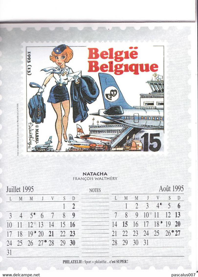 B01-409 Calendrier A4 Poste 1995 Rare Neuf Vierge Sur La BD 2339 Néron 2484 Gaston 1944 Tintin 2150 Schtroumpf 2528 2431 - Grand Format : 1991-00