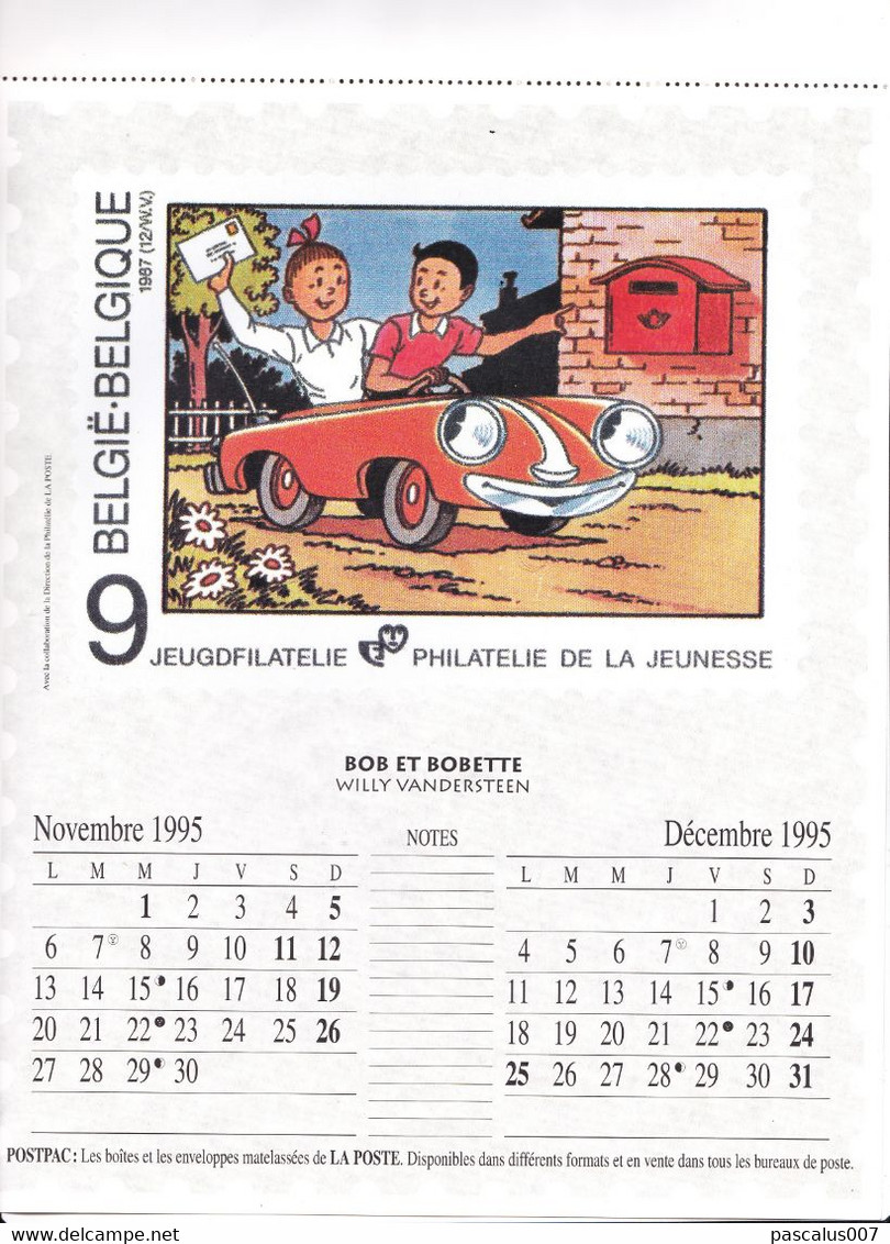 B01-409 Calendrier A4 Poste 1995 Rare Neuf Vierge sur la BD 2339 Néron 2484 Gaston 1944 Tintin 2150 Schtroumpf 2528 2431