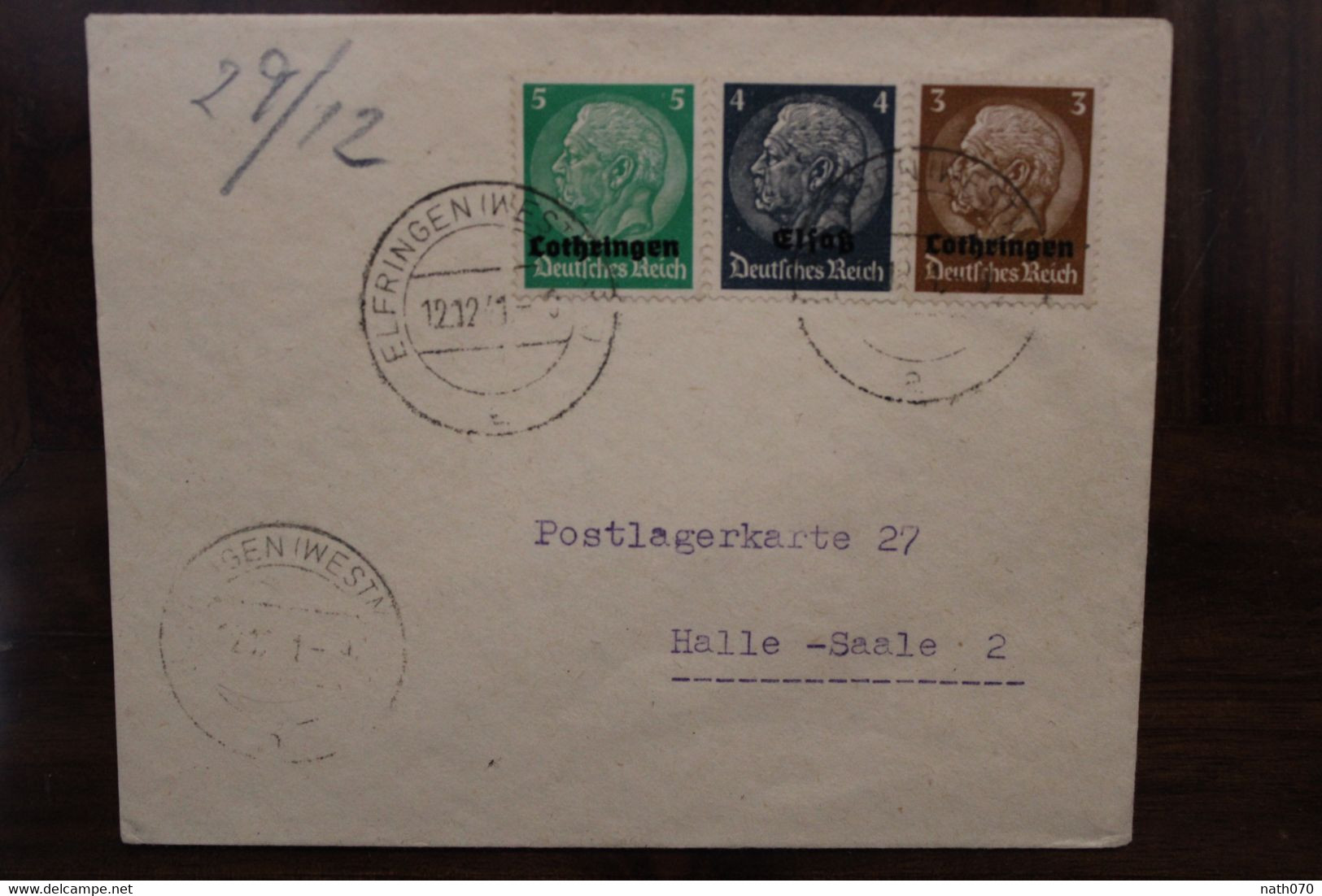 1941 Elfringen Postlagerkarte Westmark Löthringen Dt Reich Lorraine Cover Occupation Besetzung - Occupation 1938-45