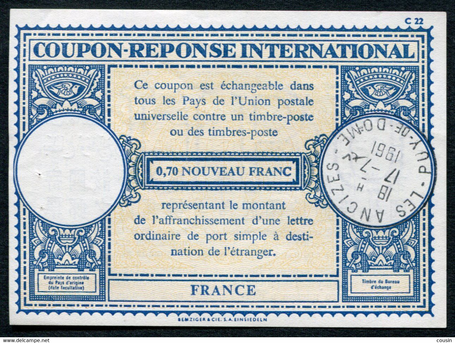 FRANCE   International Reply Coupon / Coupon Réponse International - Reply Coupons