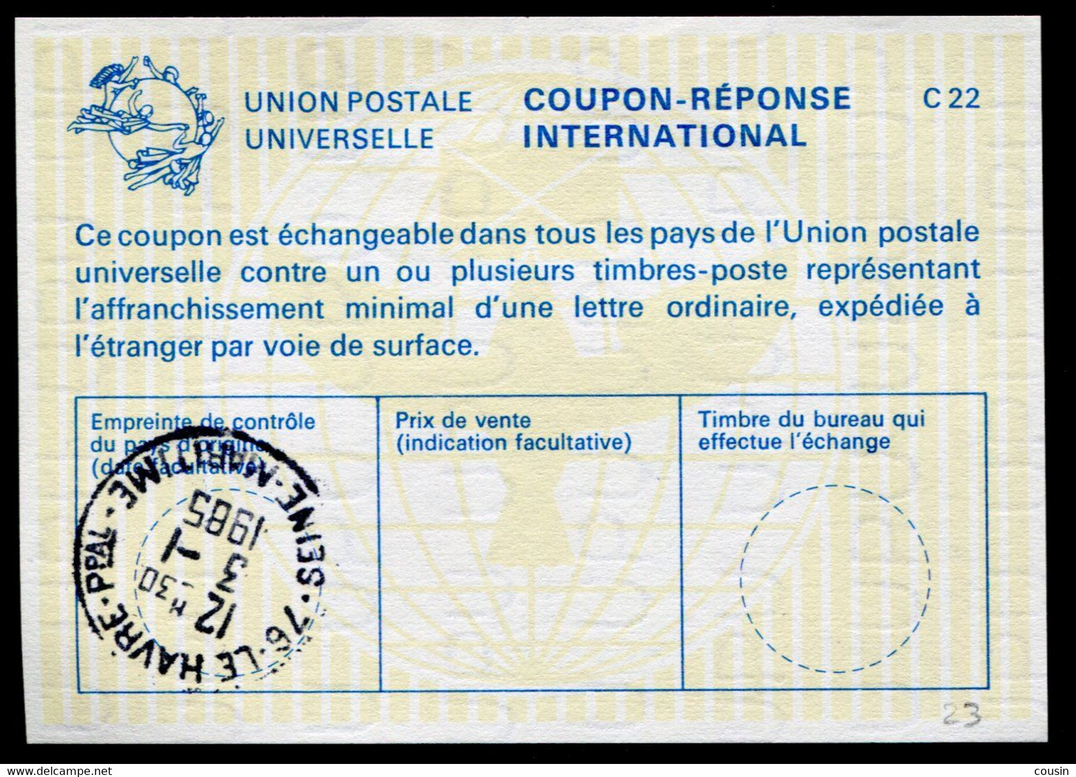 FRANCE   International Reply Coupon / Coupon Réponse International - Coupons-réponse