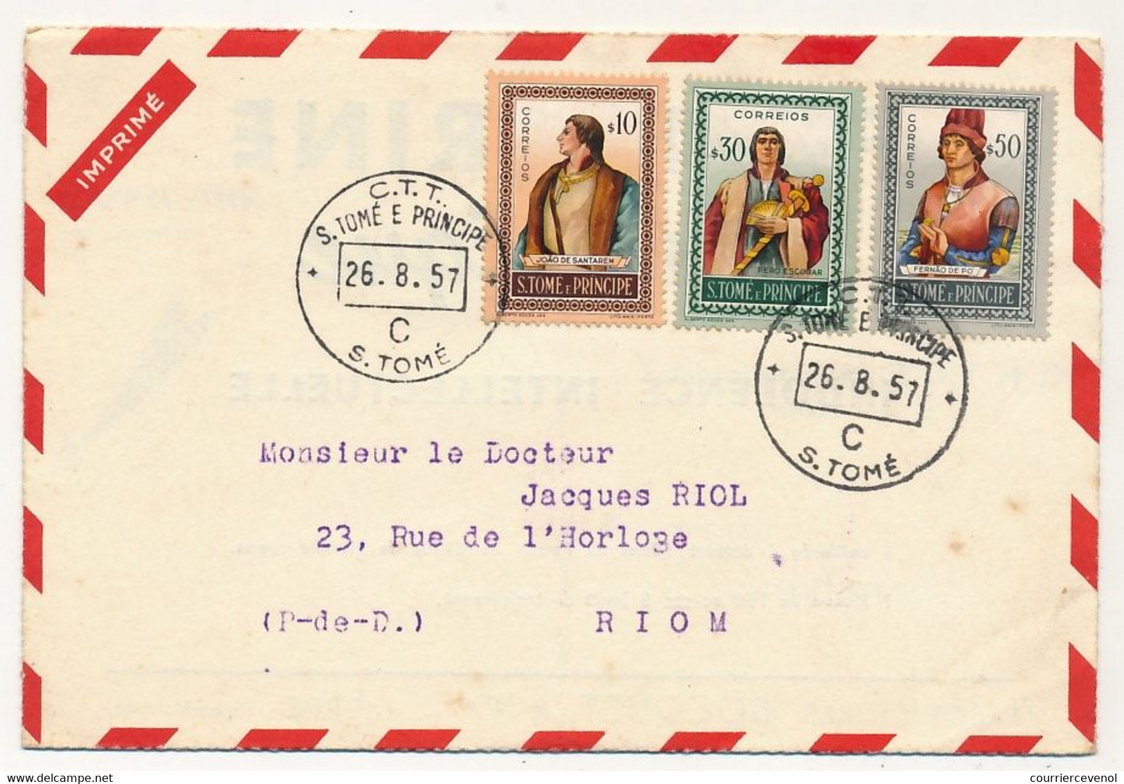 Sao Tome E Principe - Publicité Médicale Puéricrine Expédiée Depuis S.Tomé - 26/8/1957 Pour Médeçin Français - Sao Tome En Principe
