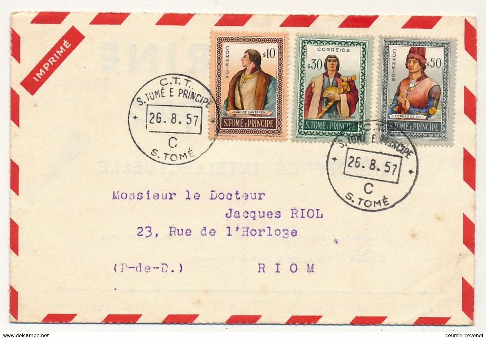 Sao Tome E Principe - Publicité Médicale Puéricrine Expédiée Depuis S.Tomé - 26/8/1957 Pour Médeçin Français - Sao Tome And Principe