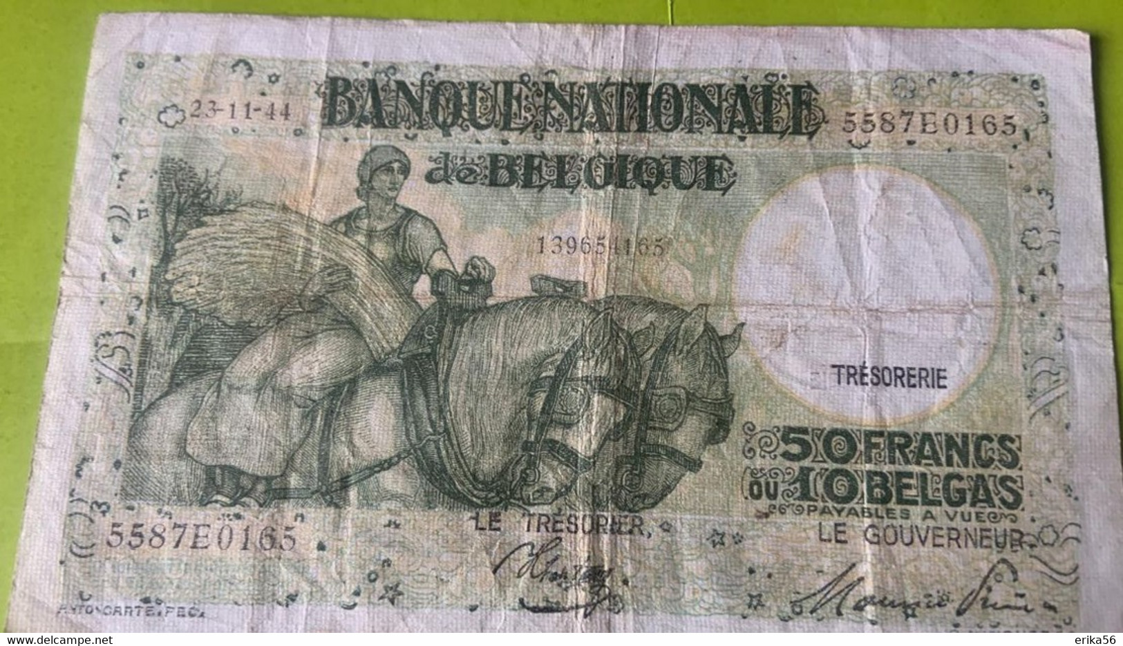 Billet Belgique 50 Francs Ou 10 Belgas 1944 - 50 Francs