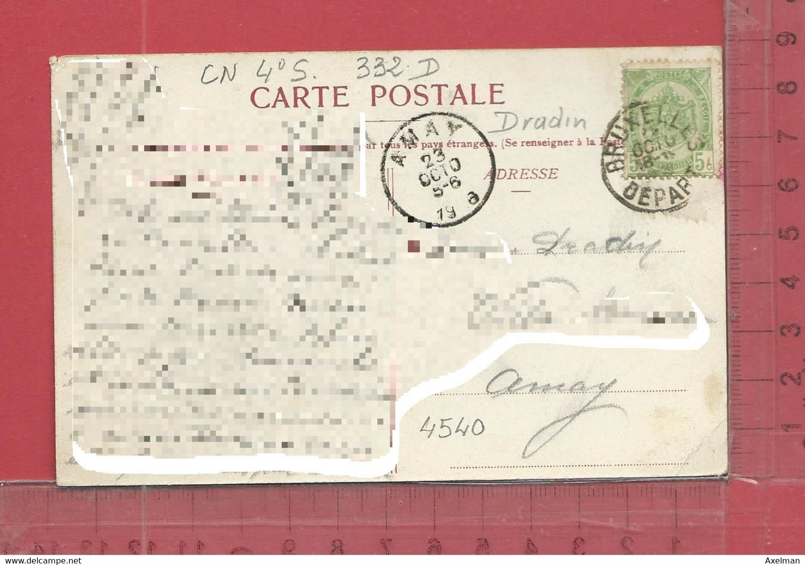 CARTE NOMINATIVE : DRADIN  à  4540  Amay Belgique - Genealogy