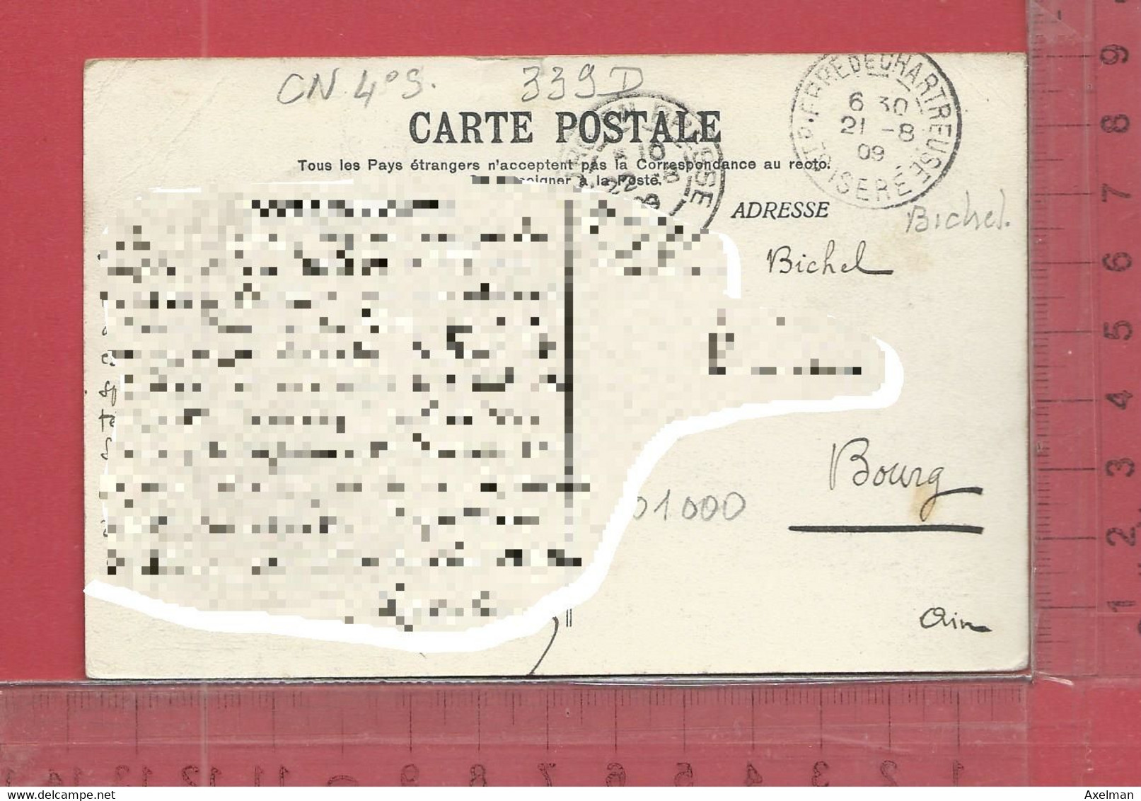 CARTE NOMINATIVE : BICHEL  à  01000  Bourg - Genealogy