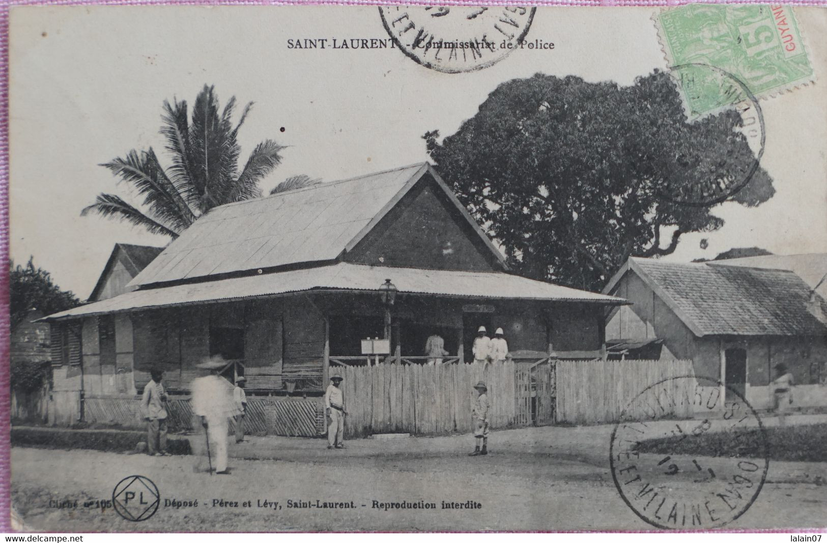 C. P. A. : Guyane : SAINT-LAURENT Du MARONI : Commissariat De Police, Animé, Timbre En 1912 - Saint Laurent Du Maroni