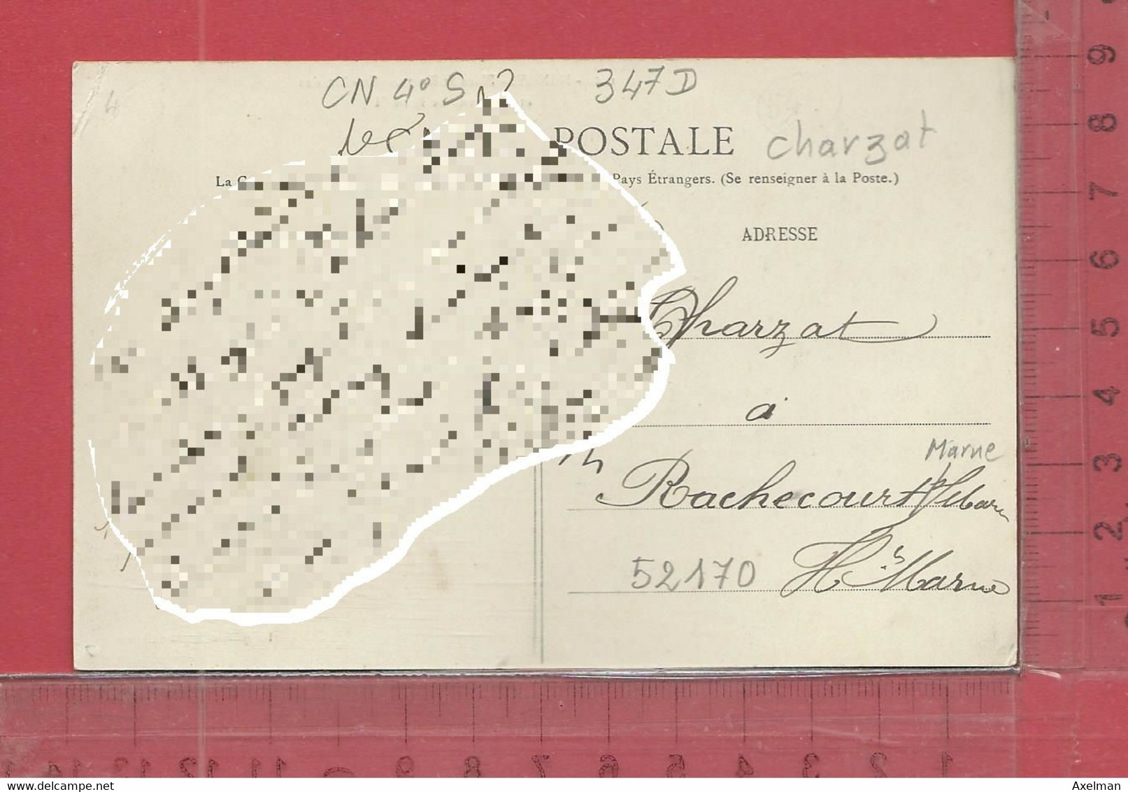 CARTE NOMINATIVE : CHARZAT  à  52170  Rachecourt-sur-Marne - Genealogy