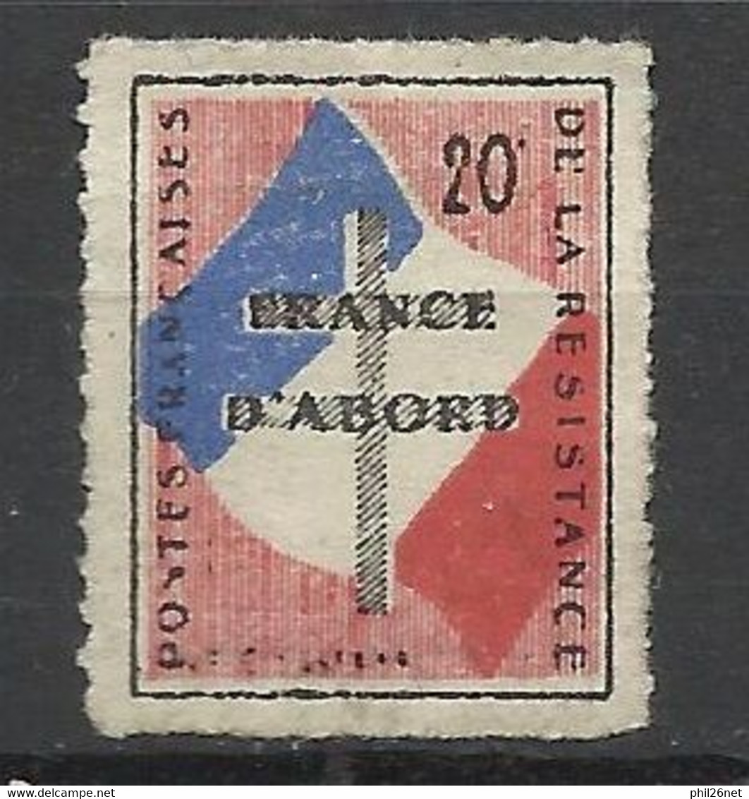 France  1941 Vignette Illustrée Drapeau Croix De Lorraine Poste De La Résistance Neuf  *  B/TB RR Voir Scans Soldé ! ! ! - Guerre (timbres De)