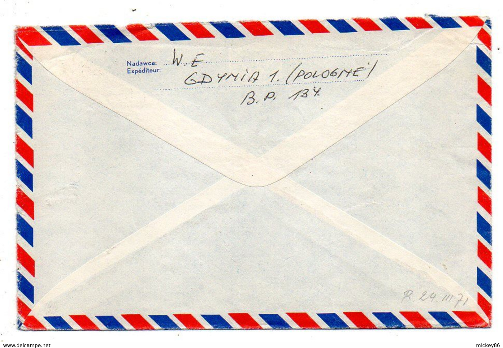 Pologne --enveloppe PAP  (plume) De GDYNIA Pour BRUXELLES (Belgique)...cachet Rond - Covers & Documents