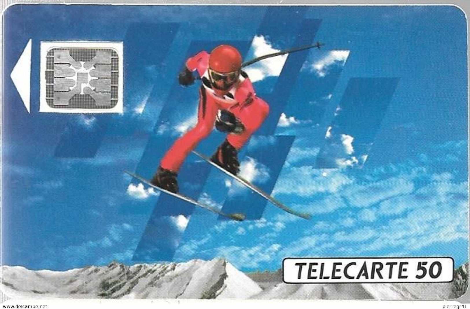 CARTE-PUBLIC-F132A.520.1-50U-SC4 An-Trou 6-12/90-SKIEUR 1-5Ge-22449-D Frappe-UTILISEE-  TBE - 1990