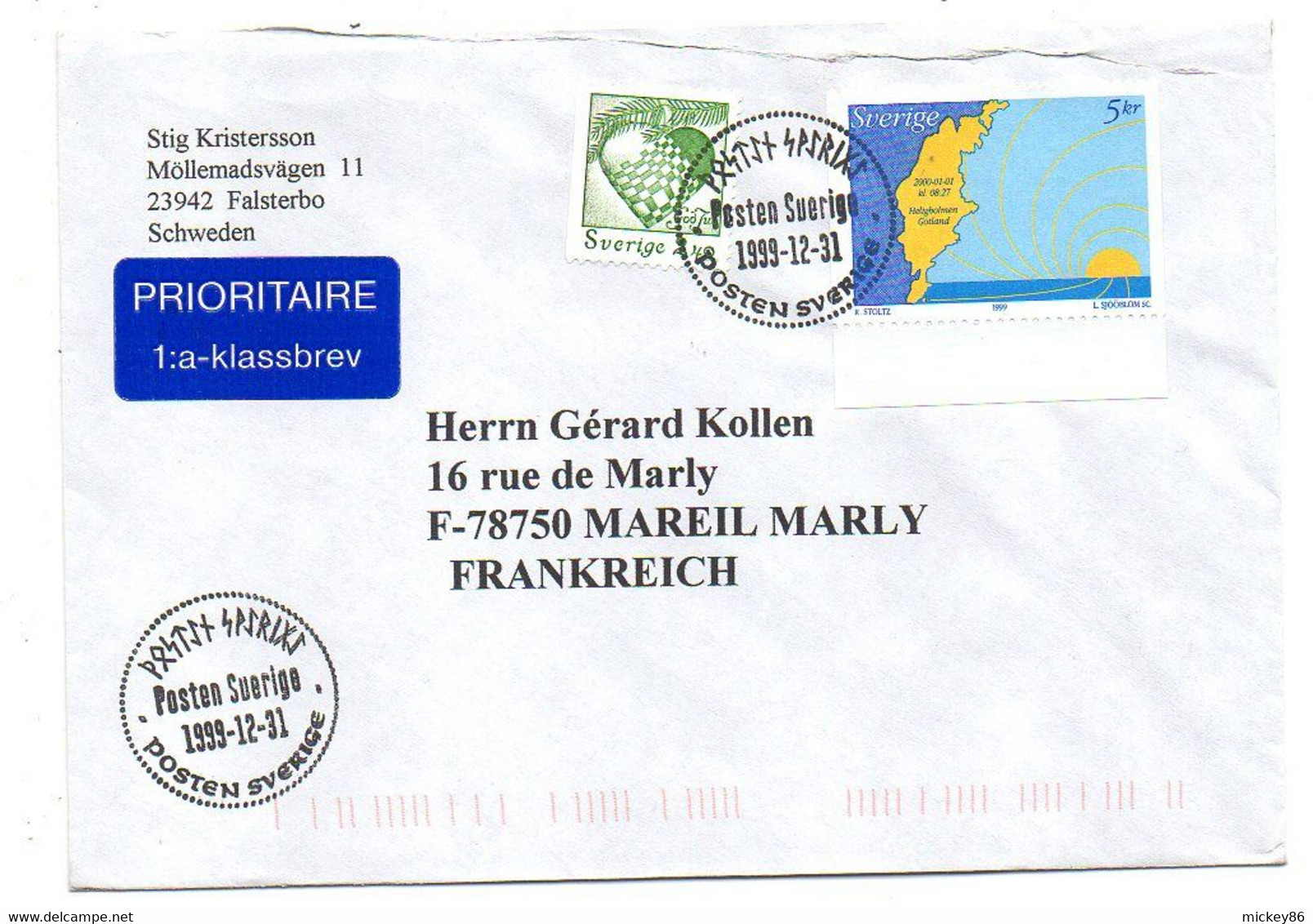 Suède -1999--Lettre De FALSTERBO  Pour MAREIL MARLY(France)...timbres  .cachet .............. - Cartas & Documentos