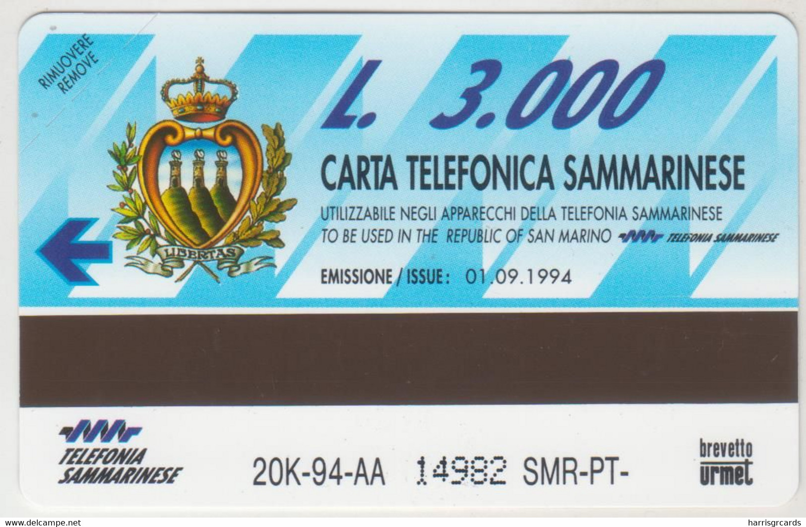 SAN MARINO - Serie Storica, RSM 001, 8.000 L, Tirage 19.600, Mint - Saint-Marin