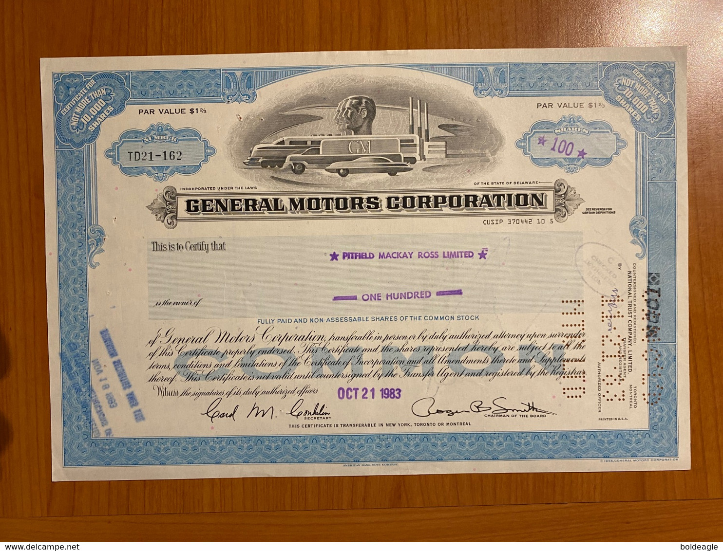 ÉTATS UNIS - GENERAL MOTORS CORPORATION 1983 - Automobile