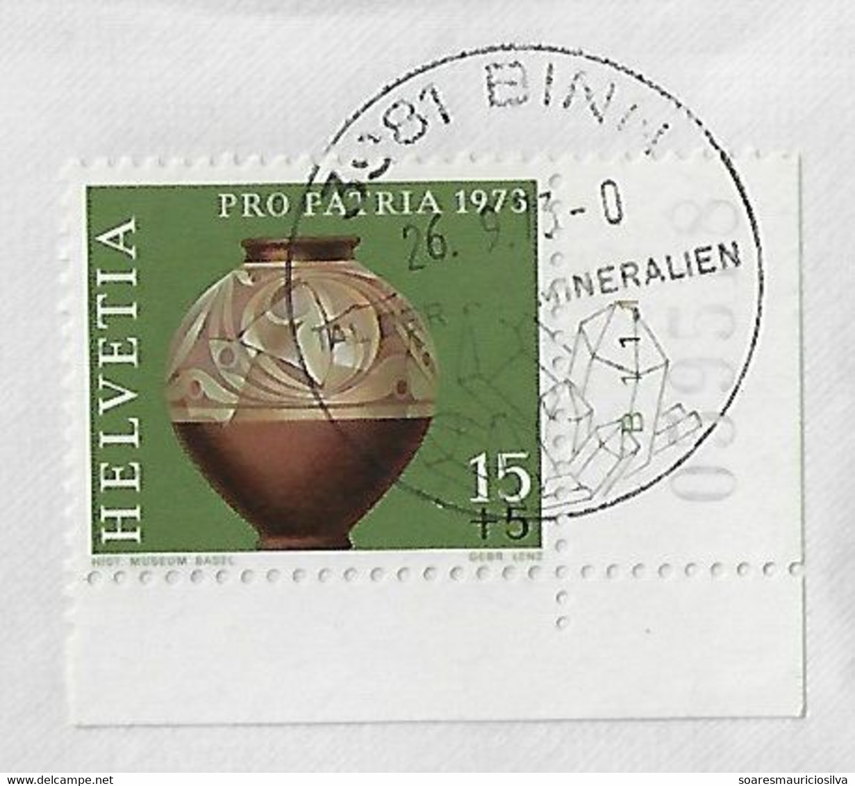 Switzerland 1973 Cover Commemorative Cancel Mineral Geology Crystal - Minéraux