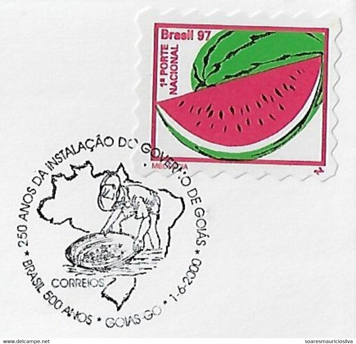 Brasil 2000 Cover Commemorative Cancel 250 Years Installation Of The Government Of Goias Mining Geology Map - Minéraux