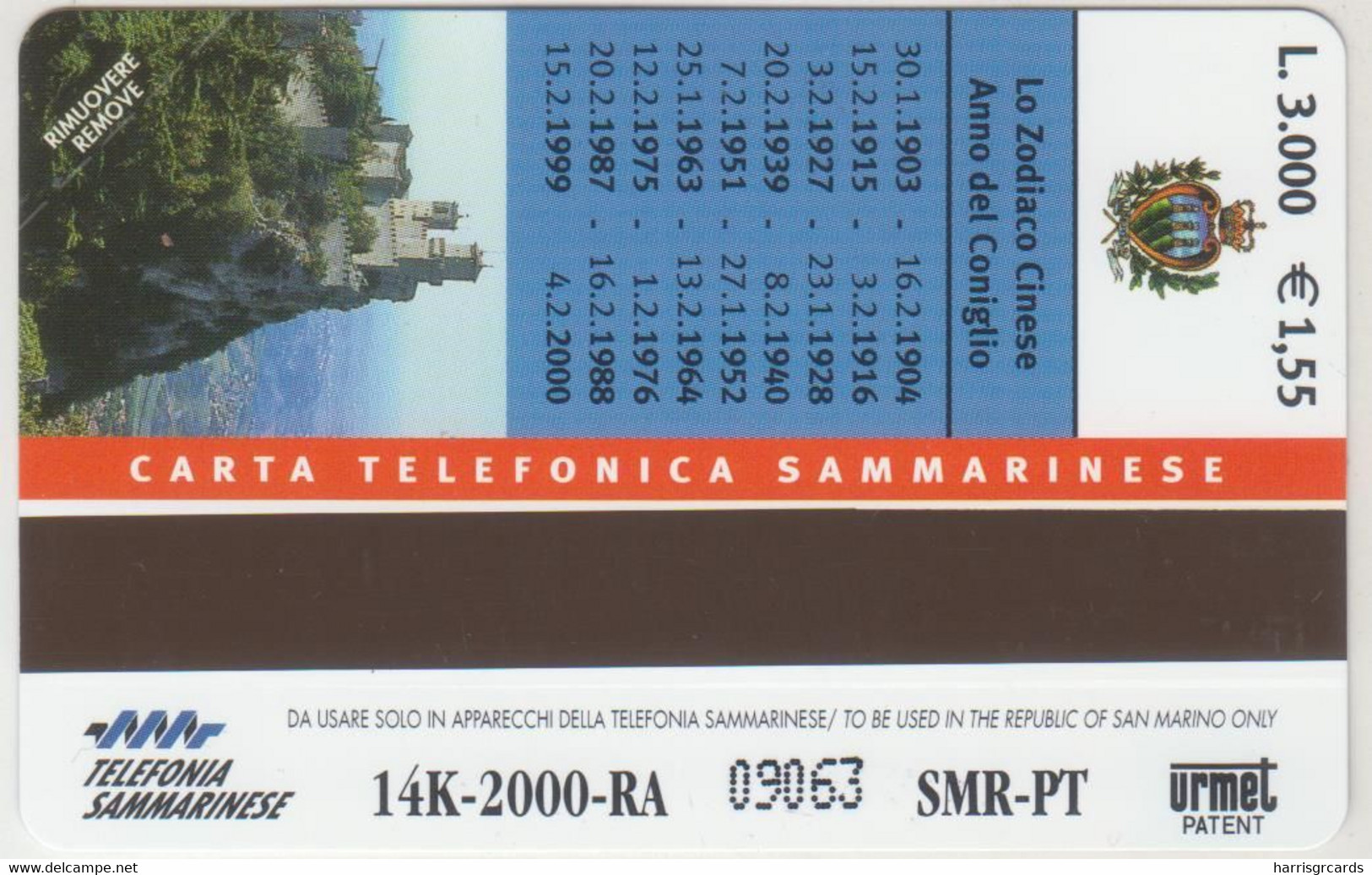 SAN MARINO - Coniglio, RSM 058, 3.000 L, Tirage 14.000, Mint - San Marino