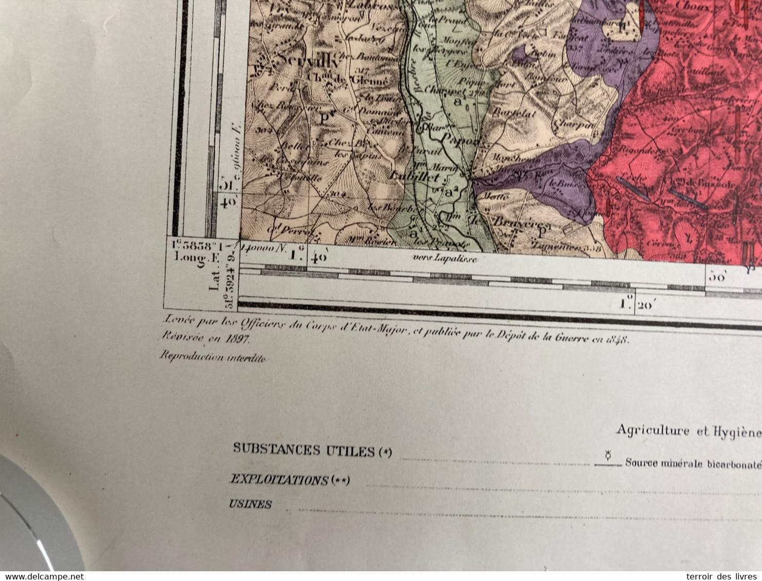 carte topographique et géologique CHAROLLES avec note explicative VARENNE SAINT GERMAIN Varenne-St-Germain St-Yan Chasse