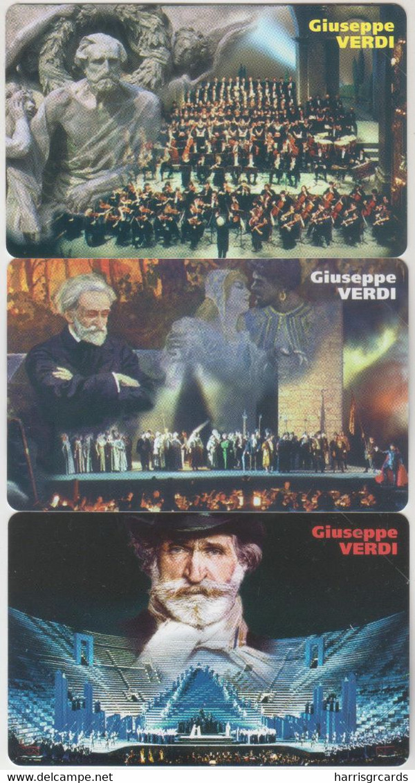 SAN MARINO - Giuseppe Verdi Set 3 Cards, RSM 069,070,071, Tirage 9.000, Mint - San Marino
