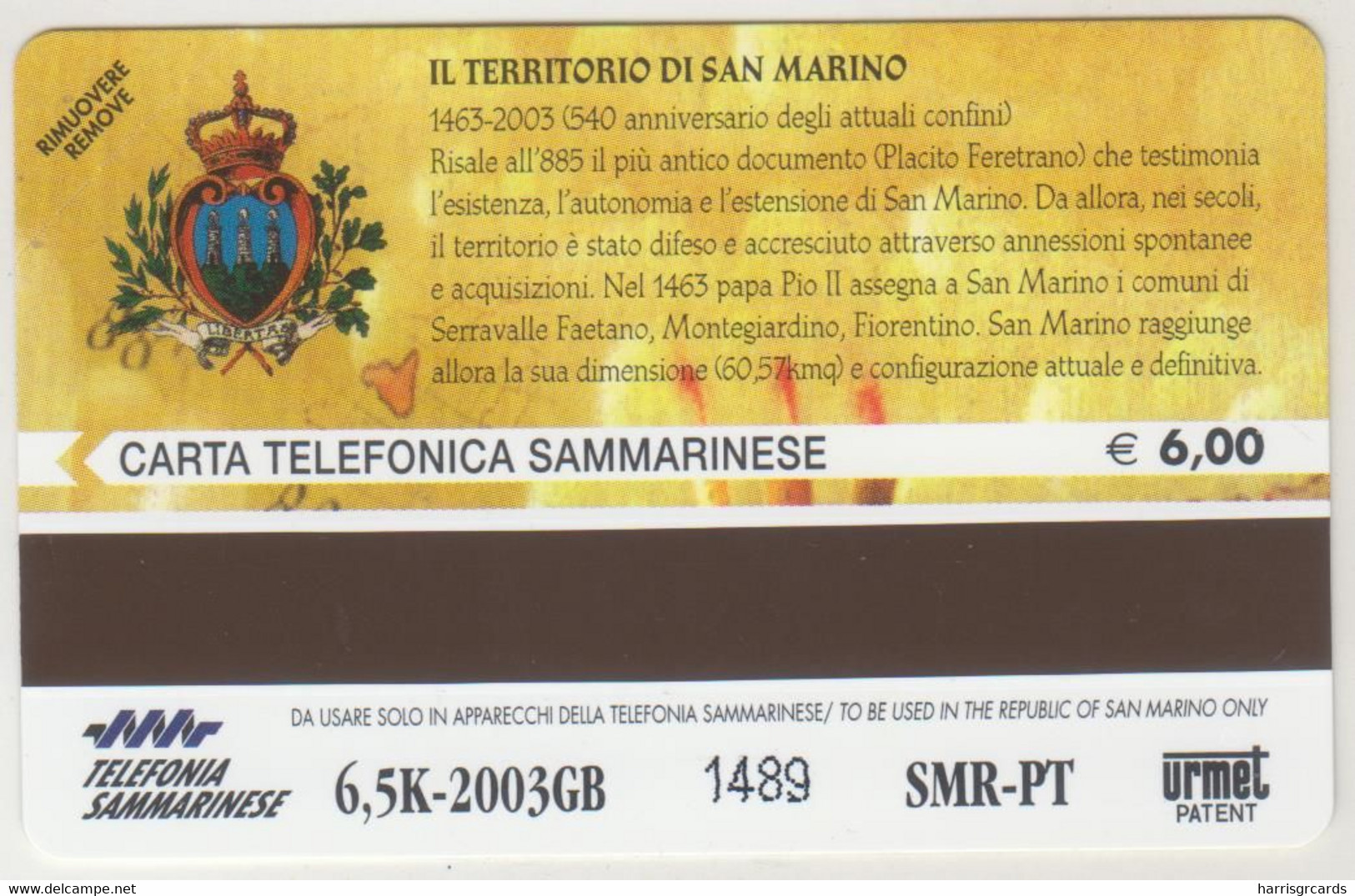 SAN MARINO - Il Territorio Di San Marino, RSM 095, 6 €, Tirage 6.500, Mint - San Marino