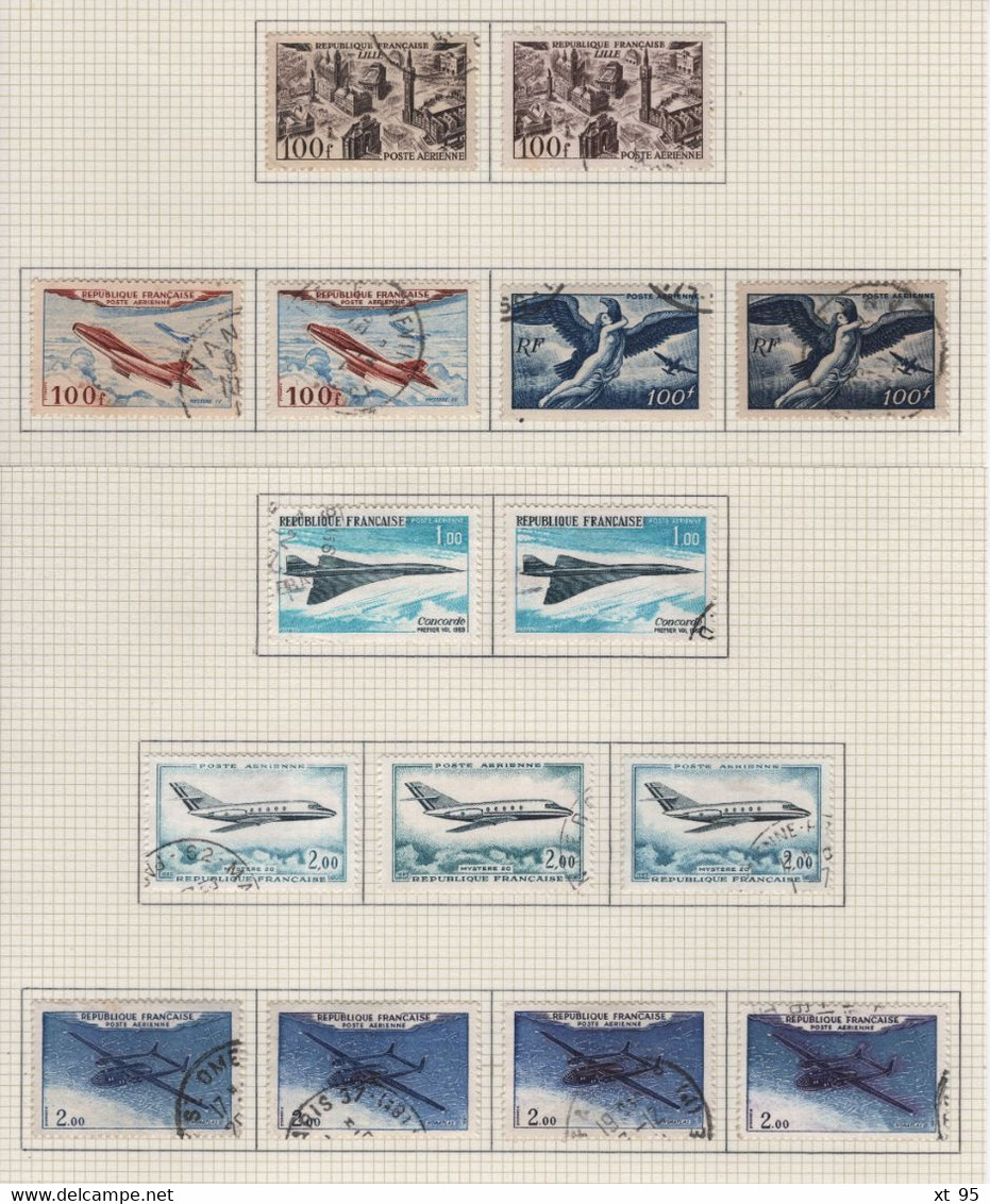 Poste Aerienne - Nuances Et Impressions à Voir à étudier - 15 Timbres Obliteres Sur Charnieres Legeres - 1927-1959 Matasellados