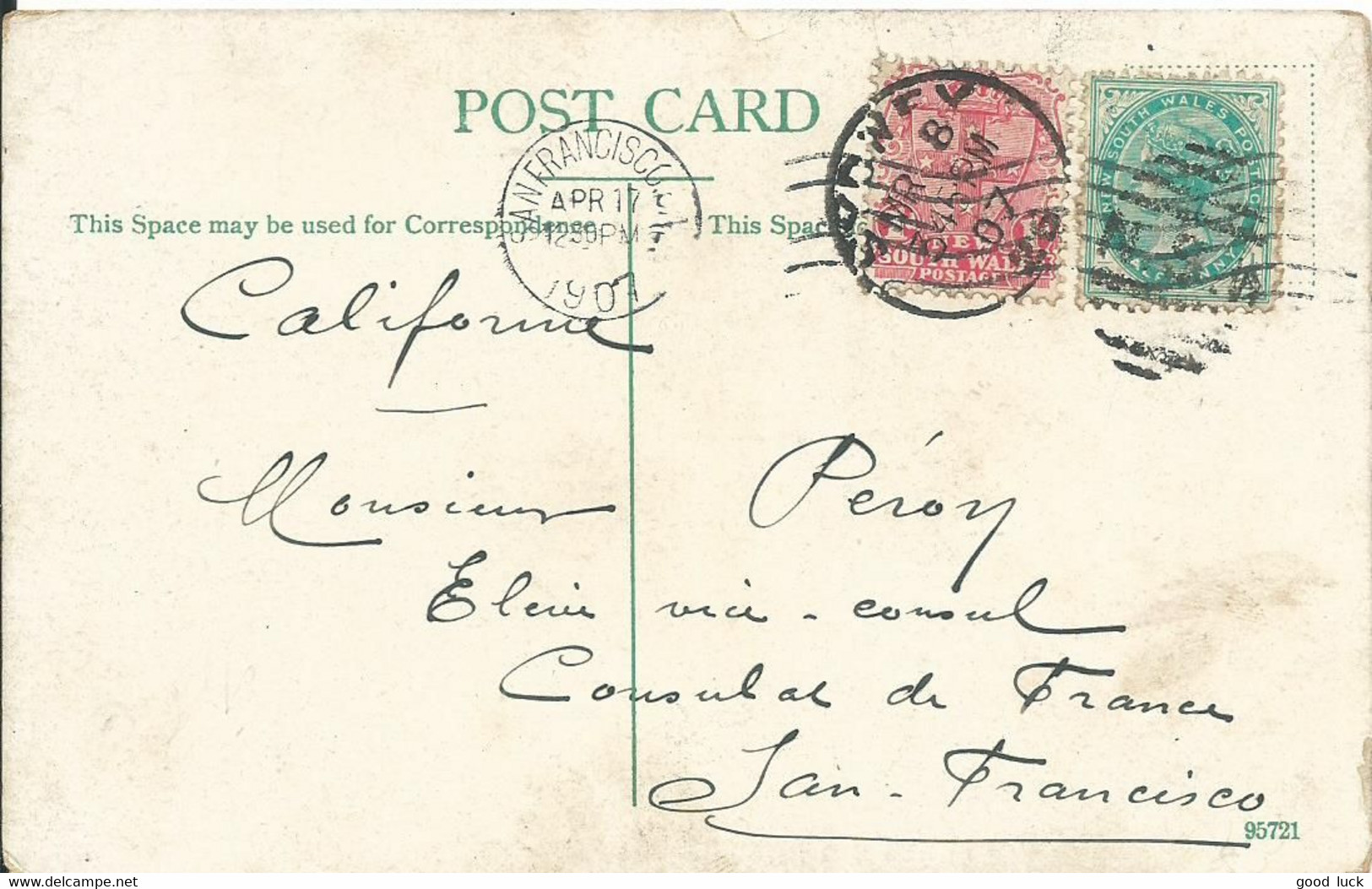 AUSTRALIE POUR CONSULAT DE FRANCE A SAN FRANCISCO ( USA )  DE 1907 LETTRE COVER - Lettres & Documents
