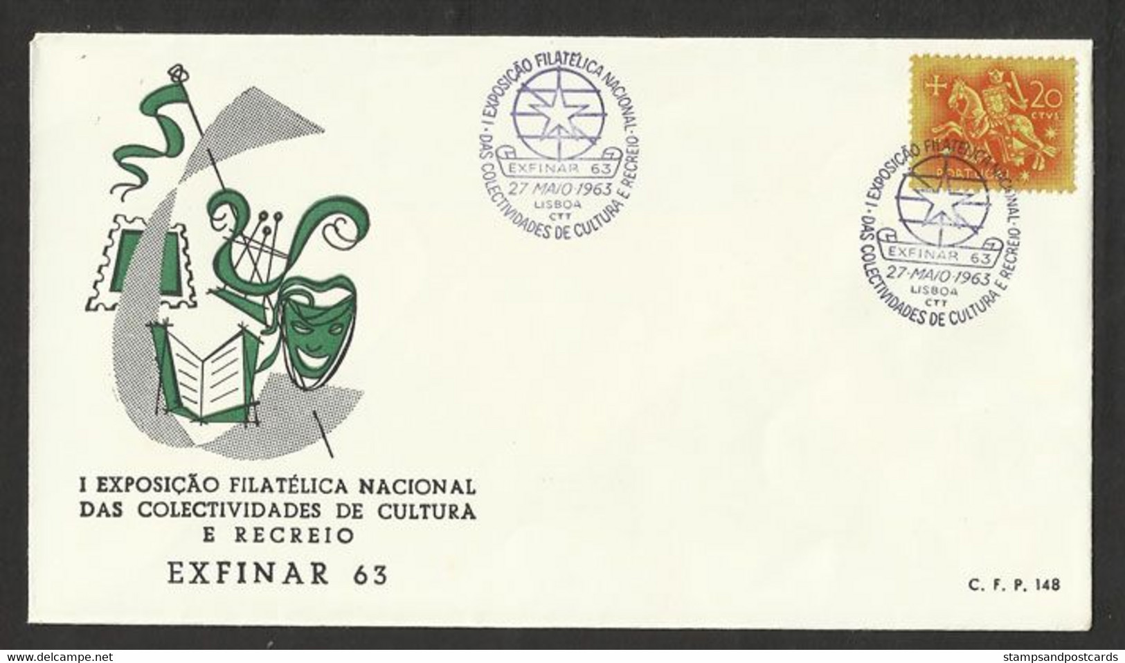 Portugal Cachet Commémoratif  Expo Philatelique 1963 Event Postmark Stamp Expo - Postal Logo & Postmarks