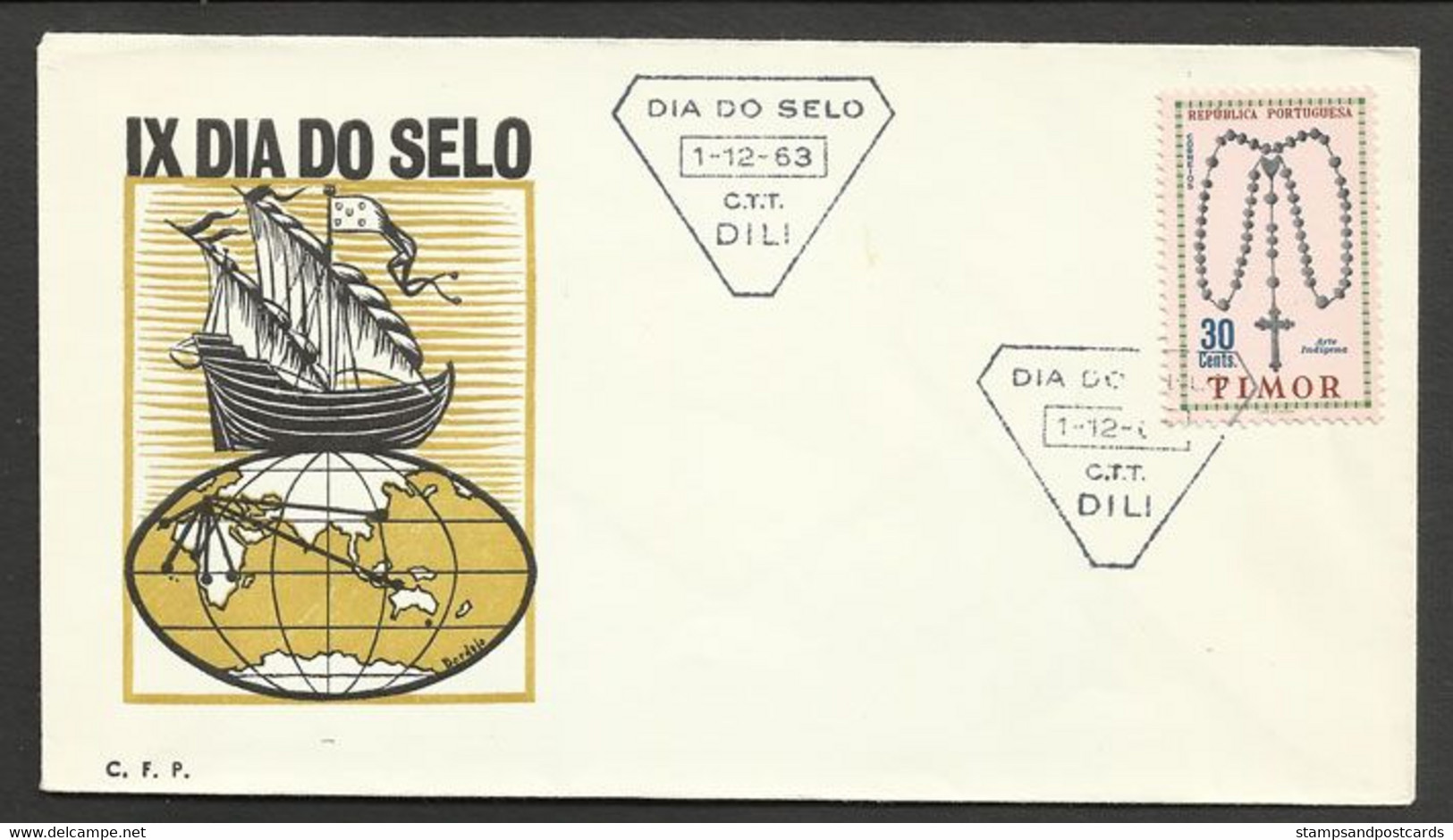 Timor Oriental Portugal Cachet Commémoratif Journée Du Timbre 1963 East Timor Event Postmark Stamp Day - Osttimor