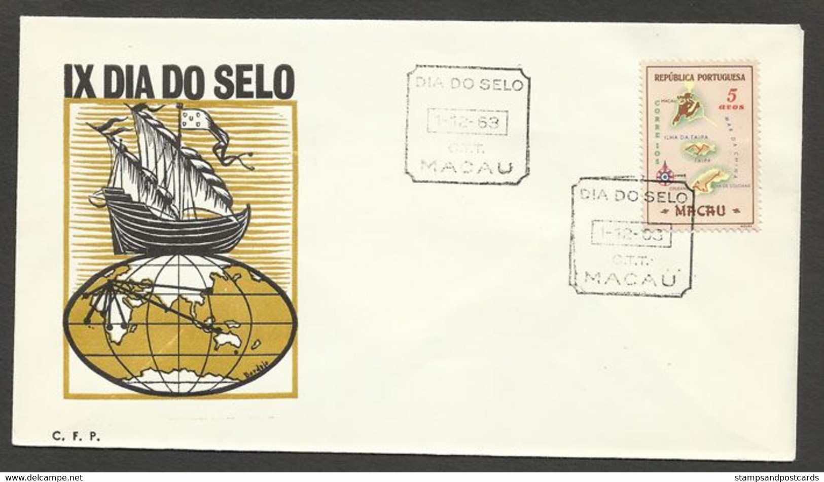 Macao Portugal Cachet Commémoratif Journée Du Timbre 1963 Macau Event Postmark Stamp Day - Covers & Documents