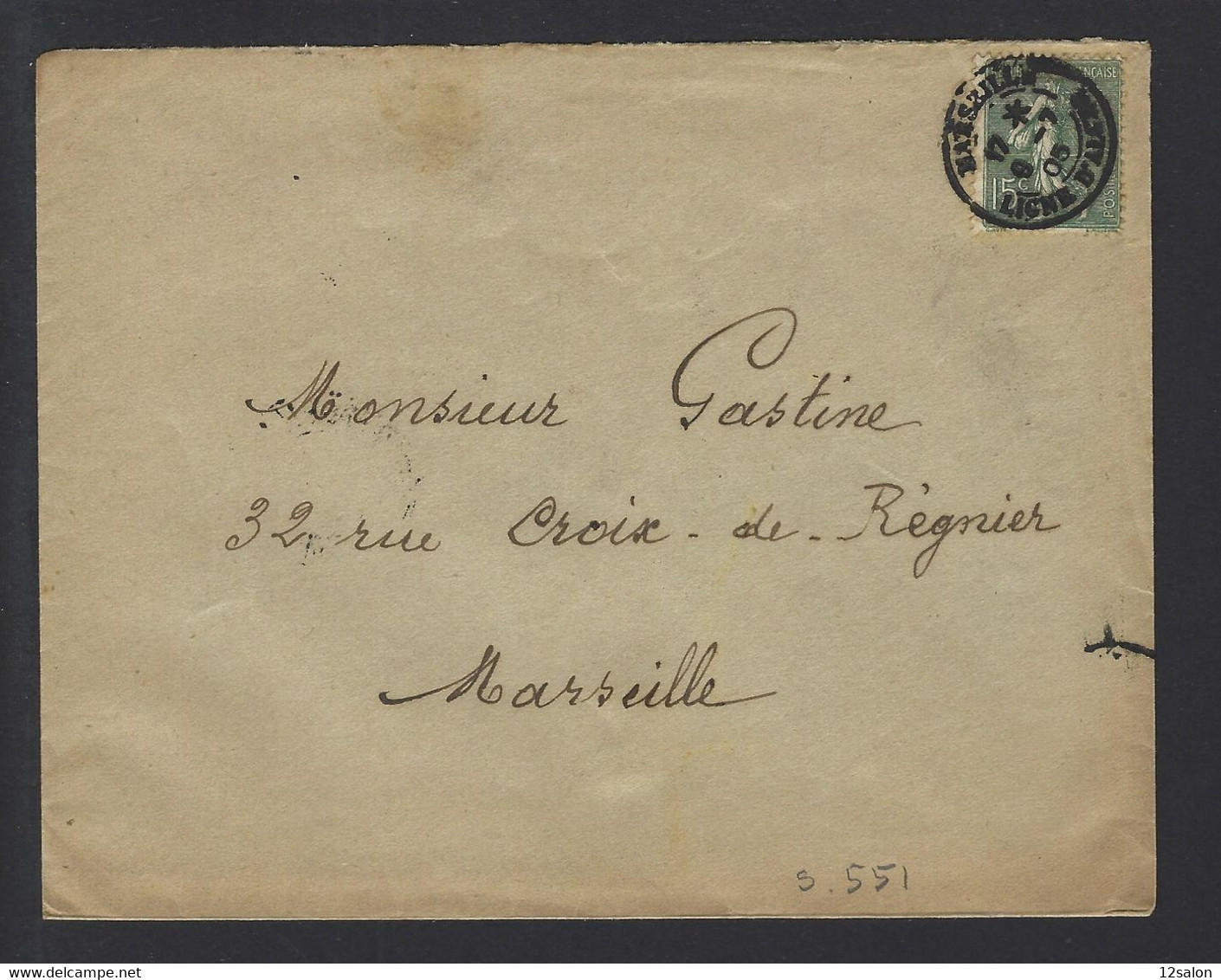 Lettre Maritime  Marseille Ligne D'Alger - Correo Marítimo