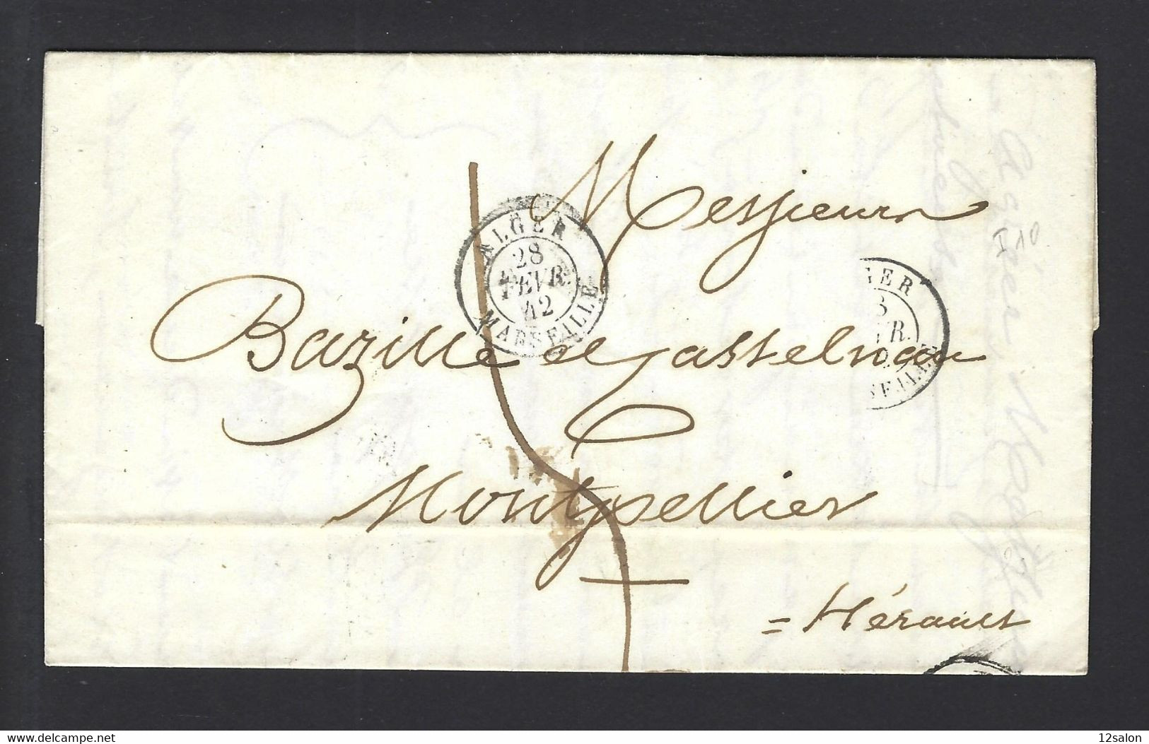 Lettre Maritime  ALGER MARSEILLE 1842 - Poste Maritime