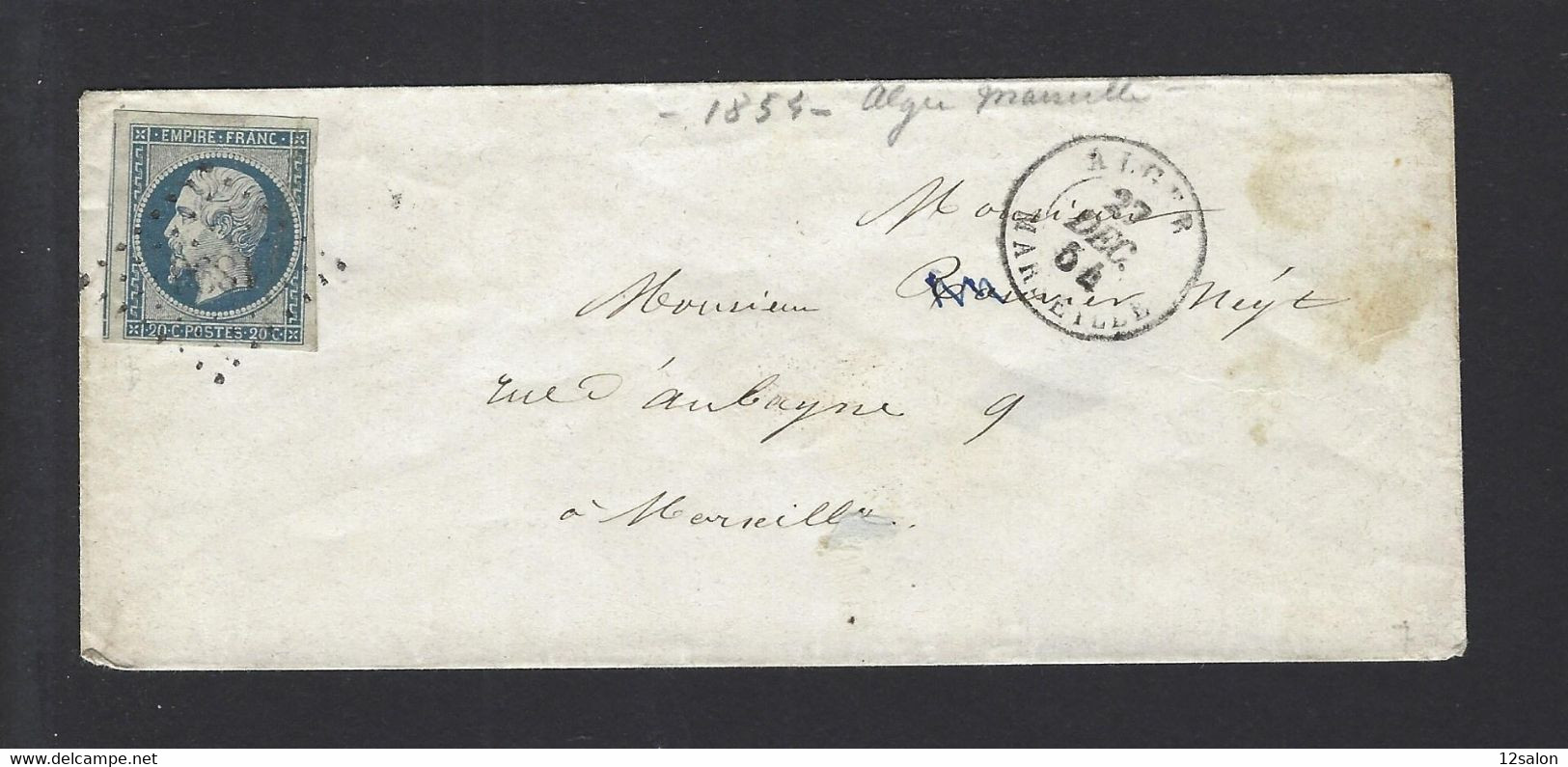 Lettre Maritime ALGER MARSEILLE 1854 - Poste Maritime