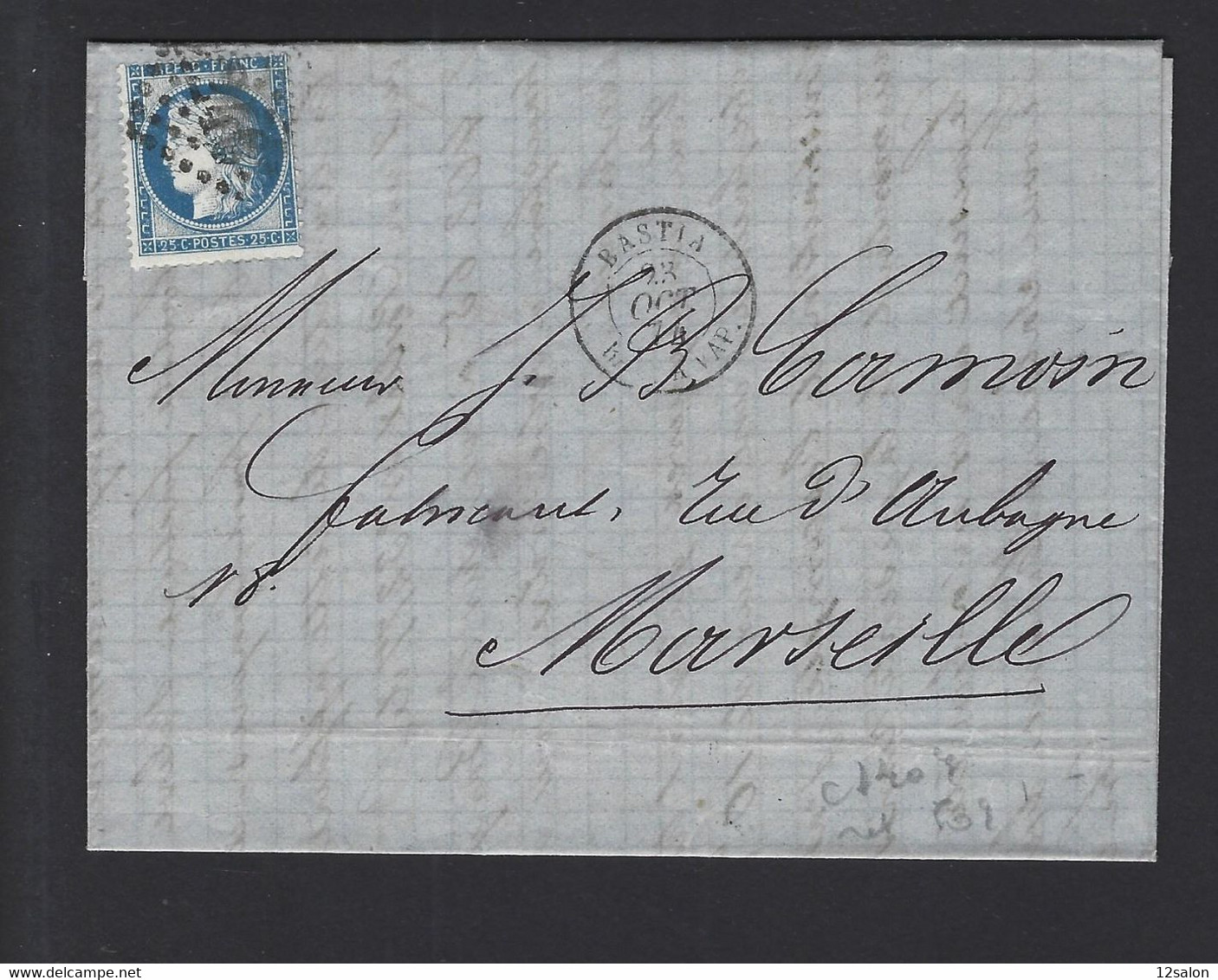 Lettre Maritime BASTIA BAT A VAP1874 - Maritieme Post