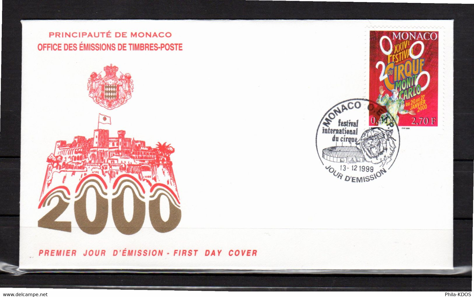 " 24 éme FESTIVAL DU CIRQUE MONTE- CARLO " Sur Enveloppe 1er Jour De MONACO De 1999 N°YT 2225 FDC - Cirque