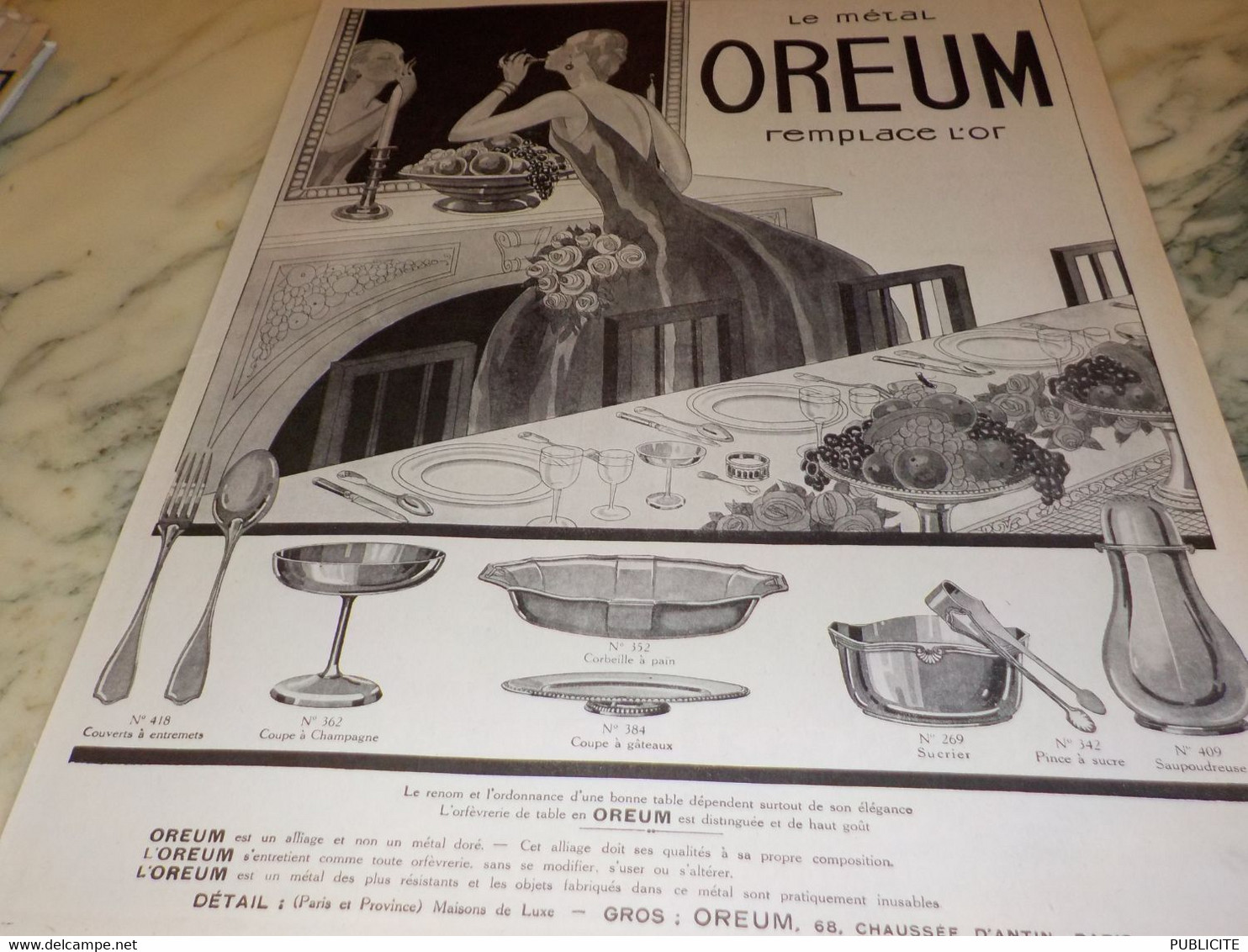 ANCIENNE  PUBLICITE LE METAL  OREUM REMPLACE L OR 1924 - Andere & Zonder Classificatie