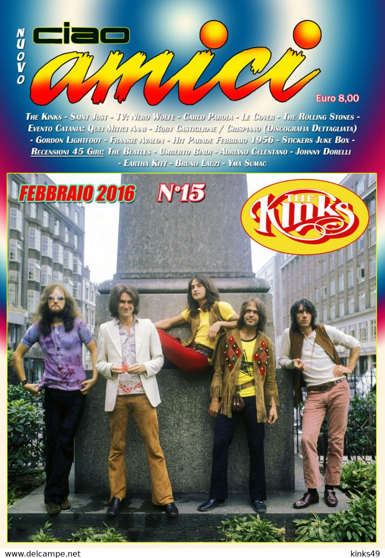 Rivista < NUOVO CIAO AMICI > N° 15 Di FEBBRAIO 2016 - In Copertina: THE KINKS - Music