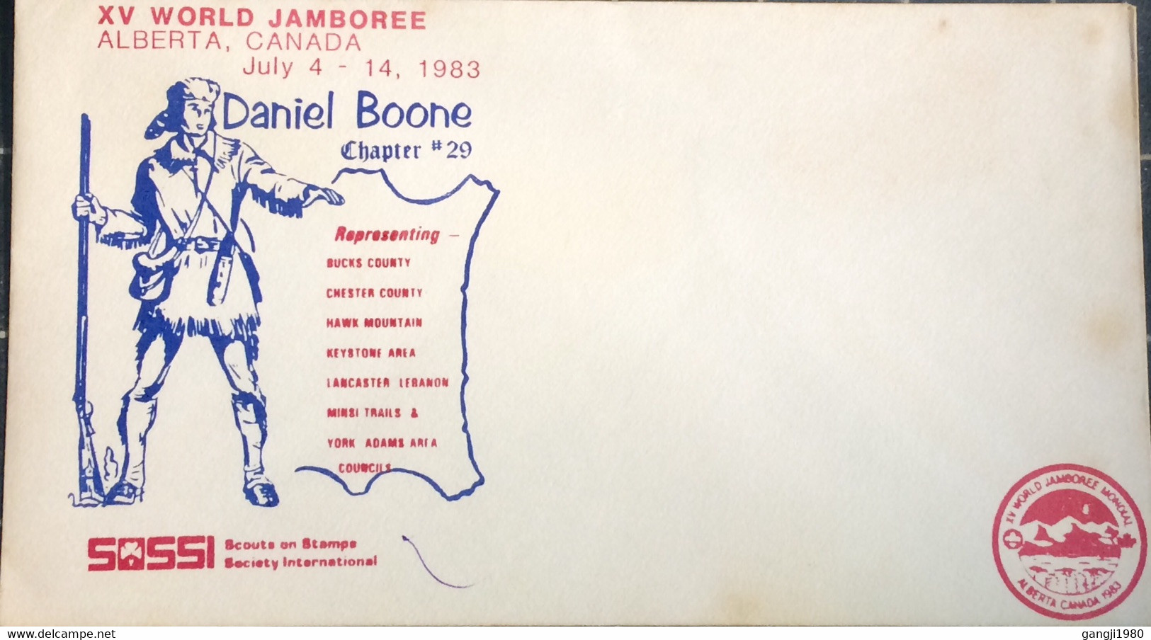 CANADA USA 1983, XV WORLD JAMBORI ALBERTA,COVER BY SCOUT ON STAMP SOCIETY, - Covers & Documents