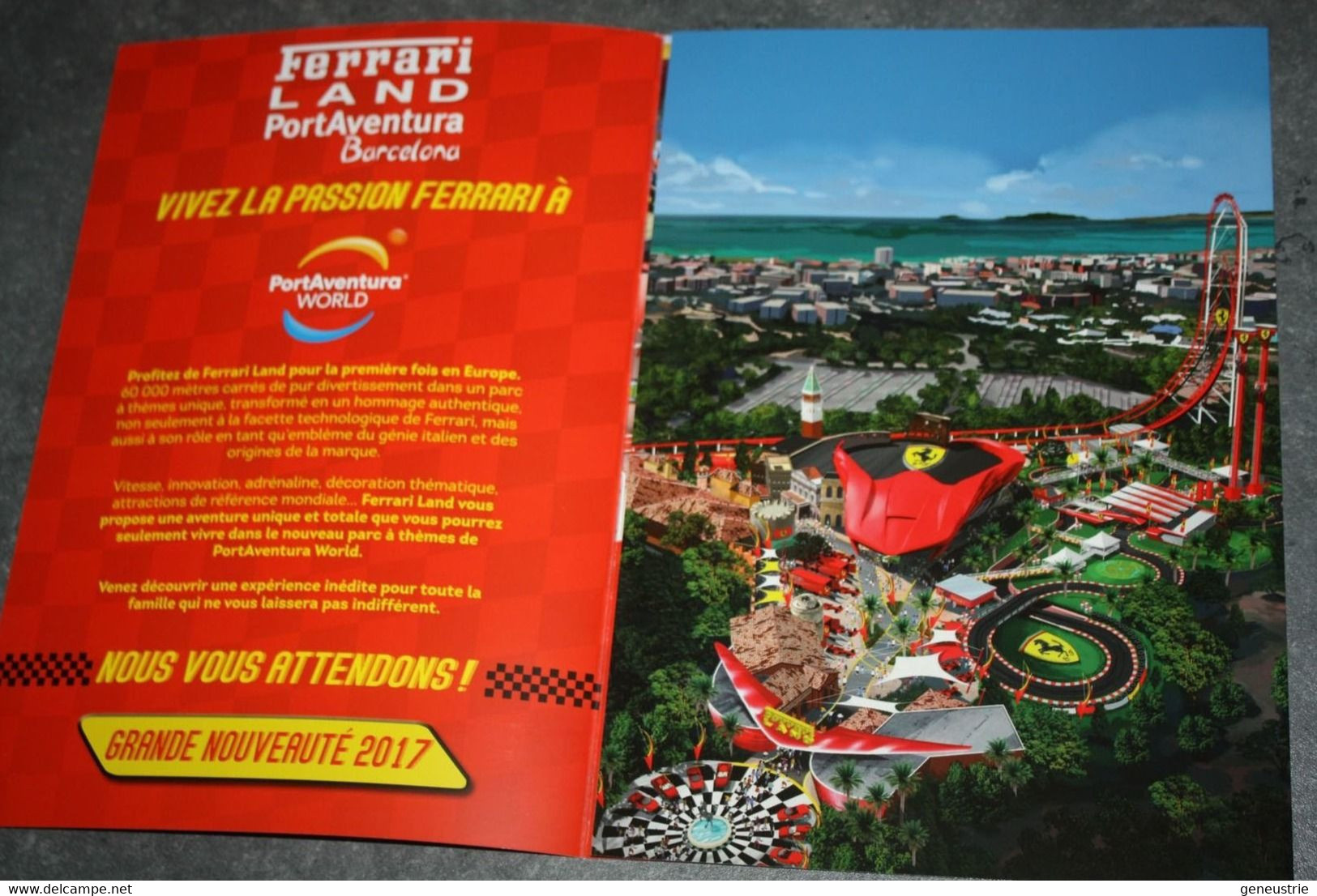 Très Rare Plaquette Publicitaire Promotionnelle Inauguration 2017 "Ferrari Land - PortAventura - Barcelone" - Automobile - F1
