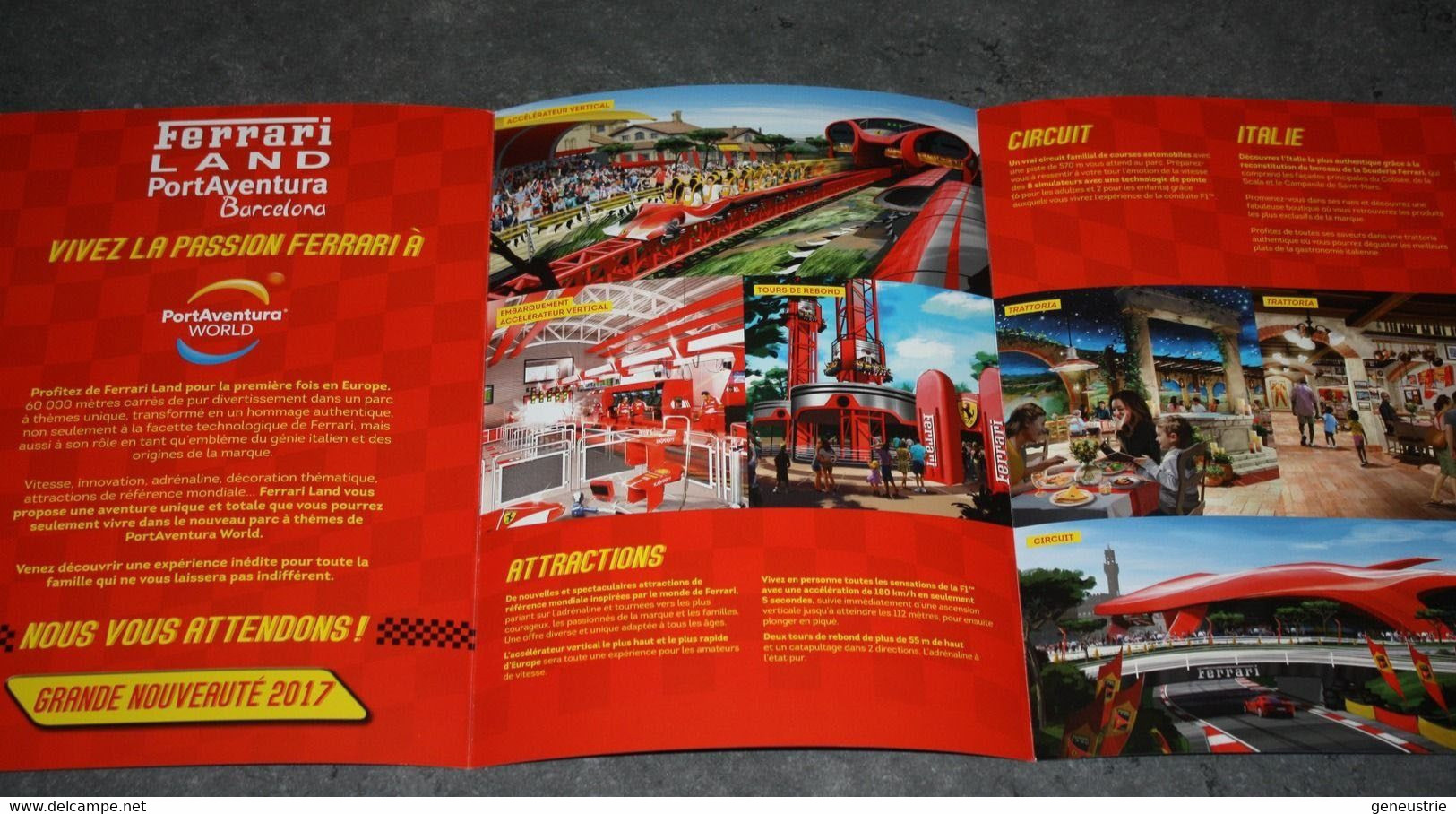 Très Rare Plaquette Publicitaire Promotionnelle Inauguration 2017 "Ferrari Land - PortAventura - Barcelone" - Automobile - F1