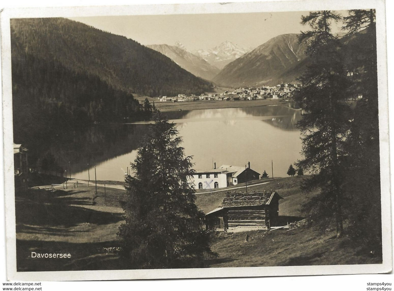 169 - 46 - Carte Postale Davosersee Avec Superbe Cachet à Date Wolfgang (Graubünden) 1928 - Andere & Zonder Classificatie