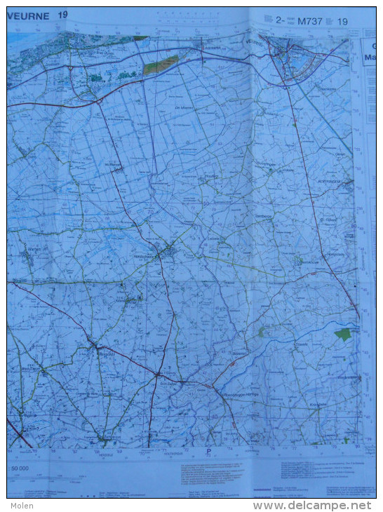 CARTE D ETAT MAJOR STAFKAART VEURNE 2002 DUNKERQUE BERGUES ALVERINGEM WESTVLETEREN ROESBRUGGE-HARINGE BEAUVOORDE S172 - Cartes Topographiques